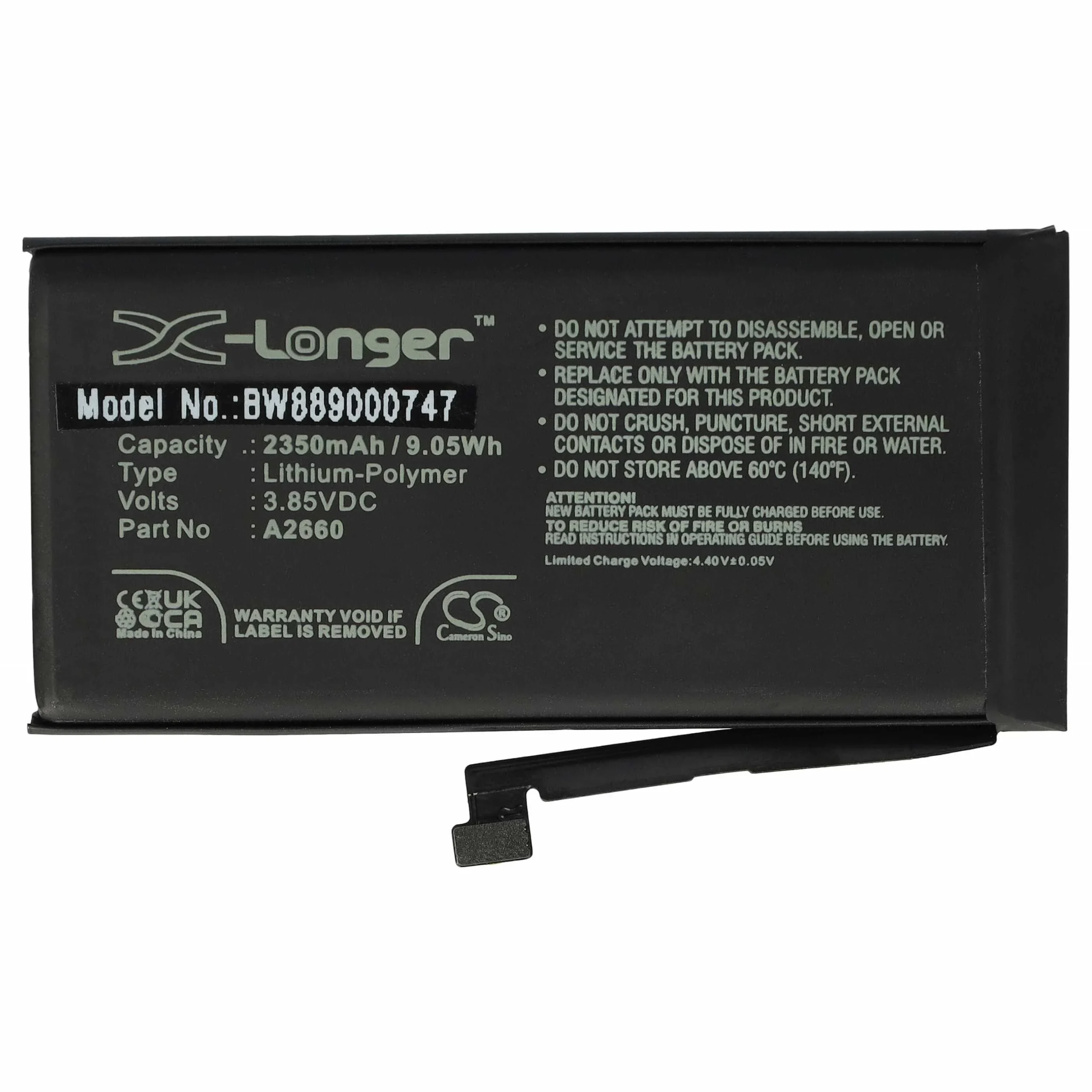 Batterie remplace Apple A2660 téléphone portable Apple - 2350mAh 3,85V Li-polymère