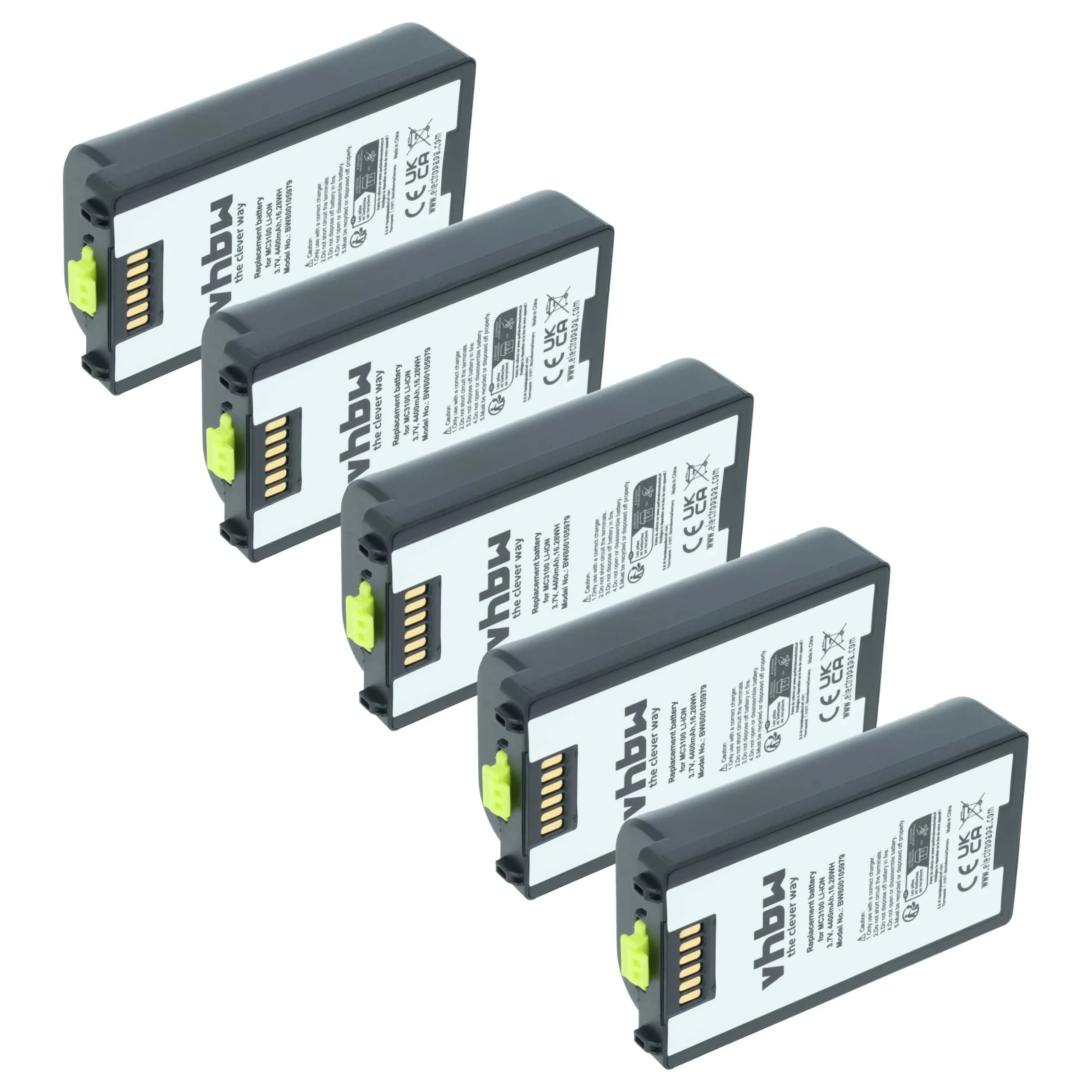5x Batteries remplace Symbol 82-127909-02, BTRY-MC31KAB02 pour scanner de code-barre Symbol - 4400mAh 3,7V