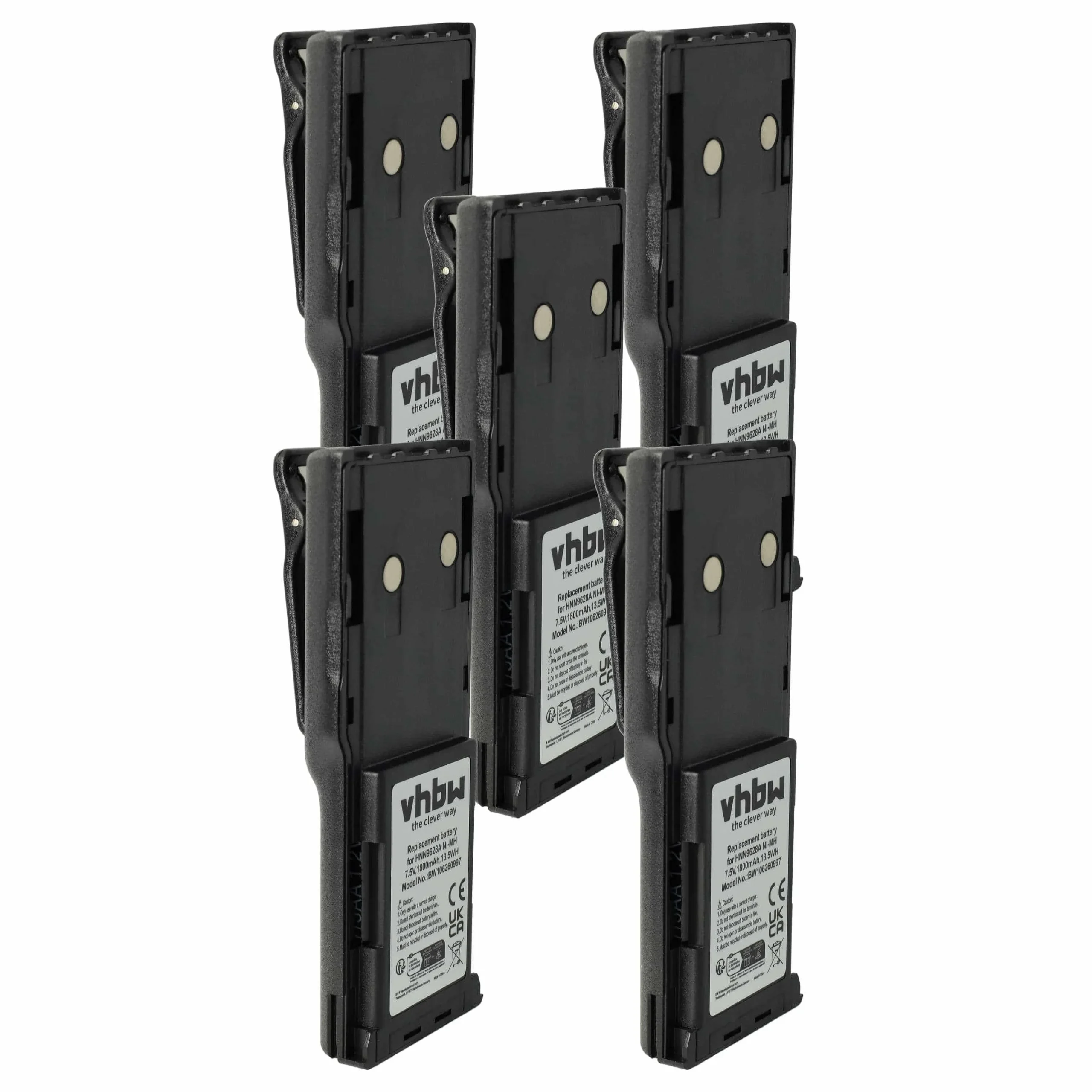 5x Batteries remplace Motorola HNN8133C, HNN8308A pour radio talkie-walkie Motorola- 1800mAh 7,5V NiMH