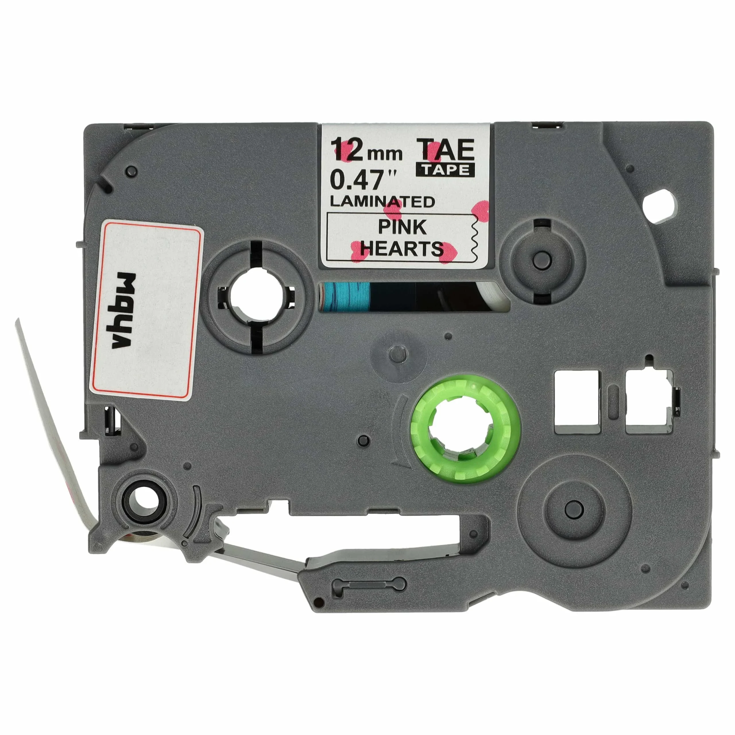 Cassette à ruban remplace Brother TZe-MPPH31 - 12mm lettrage Noir ruban Blanc avec coeurs roses, plastique