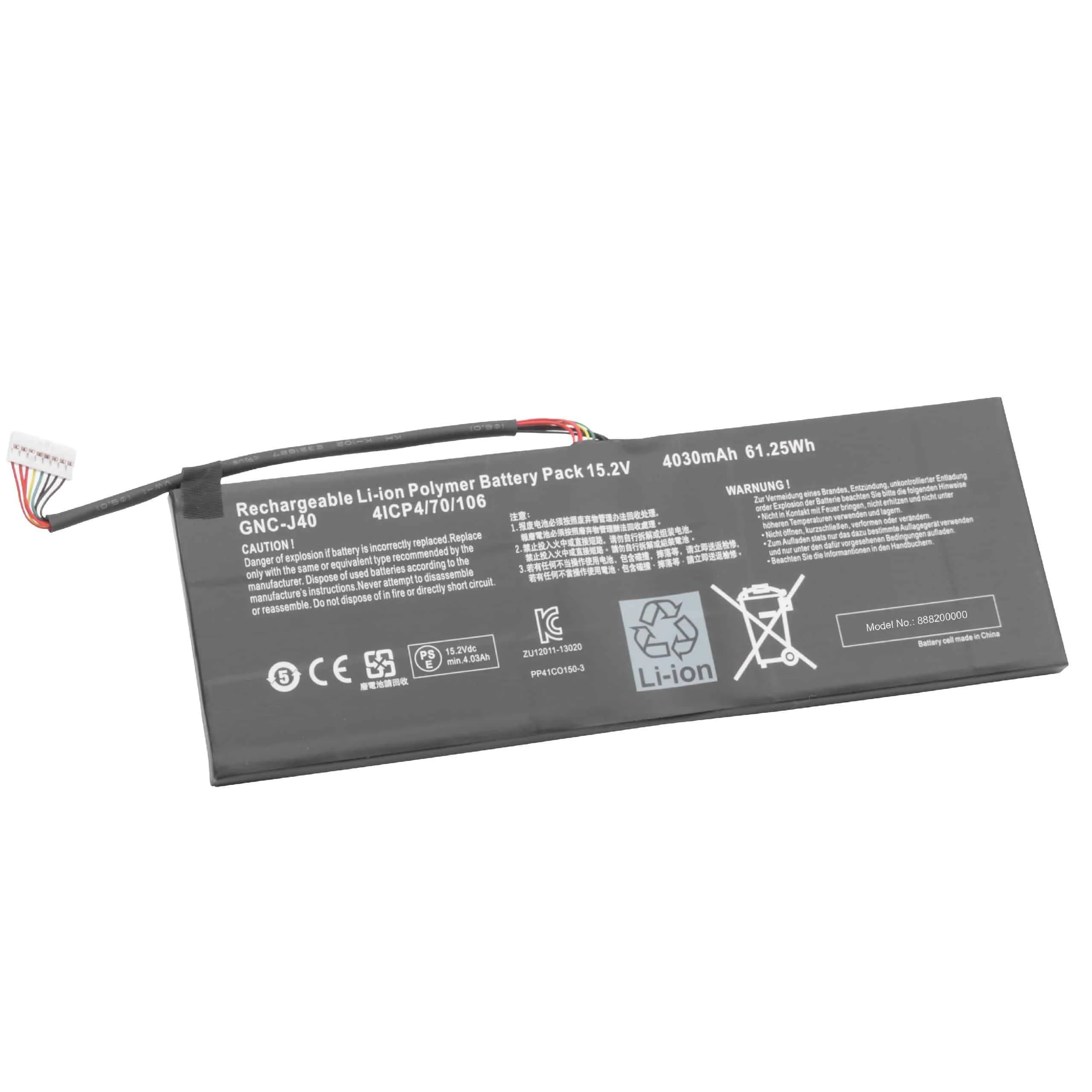 Batterie remplace Gigabyte 961TA013F pour ordinateur portable Gigabyte- 4030mAh 15,2V Li-ion