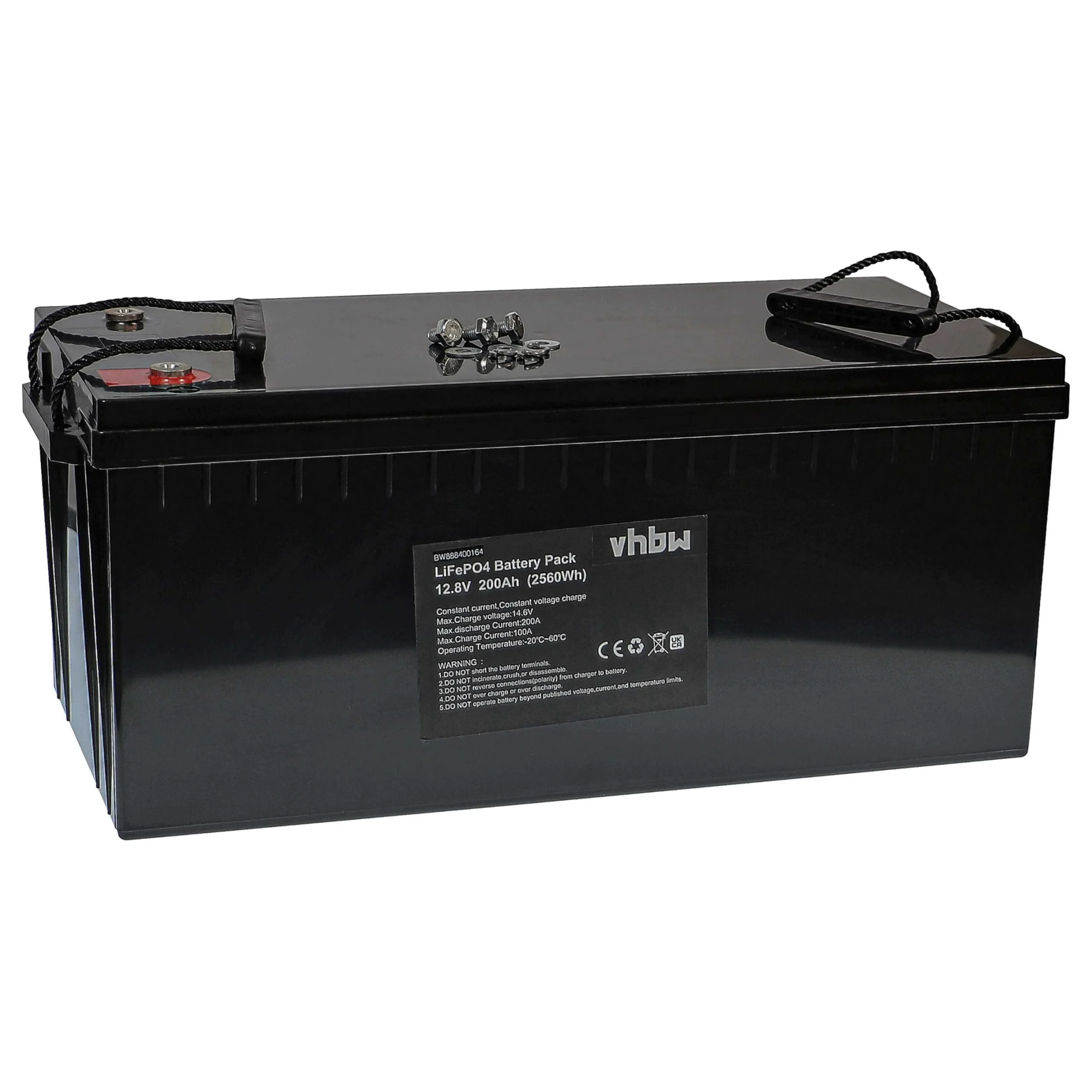 Batterie de bord pour caravane, bateau, camping car, panneau solaire - 200Ah 12,8V LiFePO4, 50A