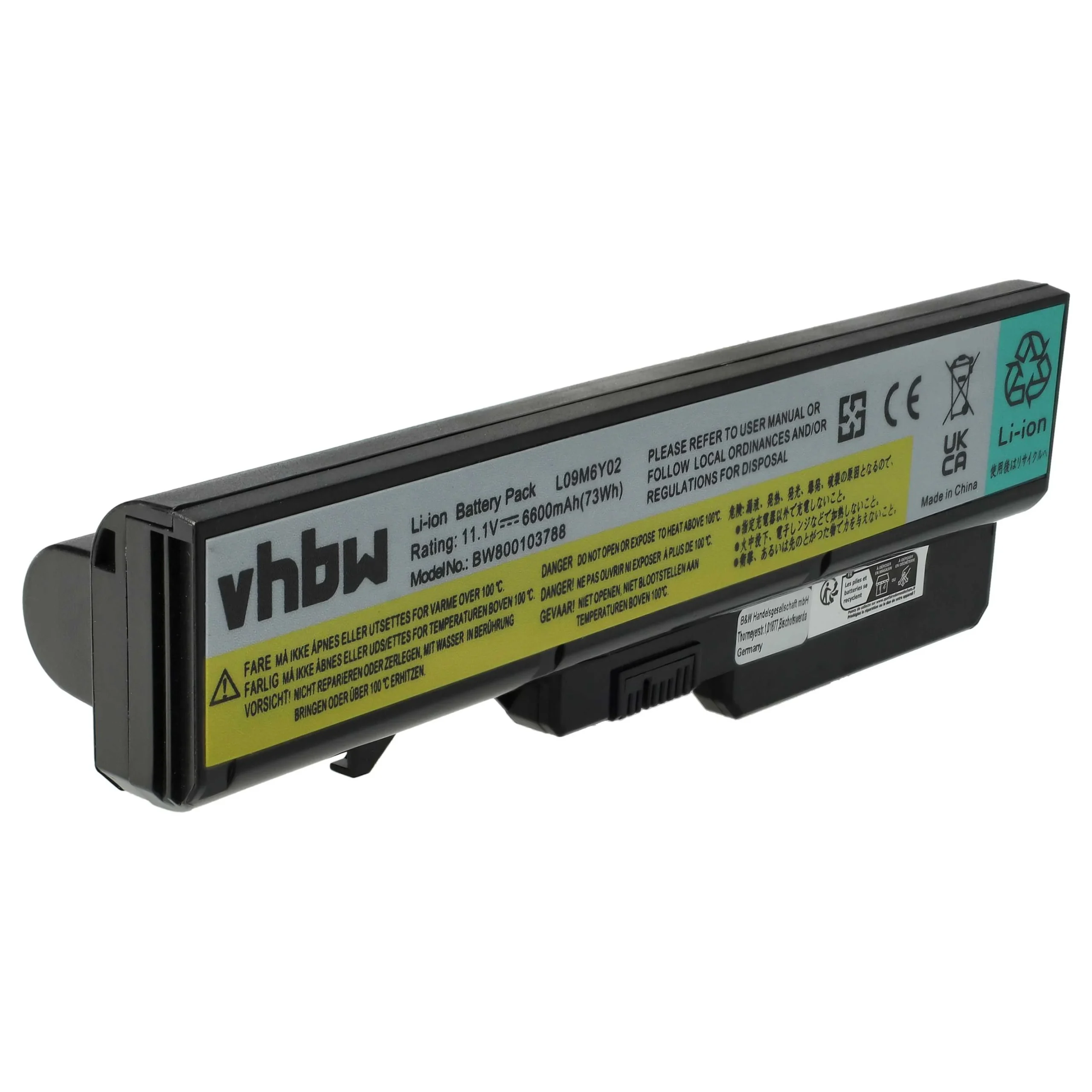 Batterie remplace IBM / Lenovo 121000935 pour ordinateur portable IBM Lenovo- 6600mAh 11,1V Li-ion, noir