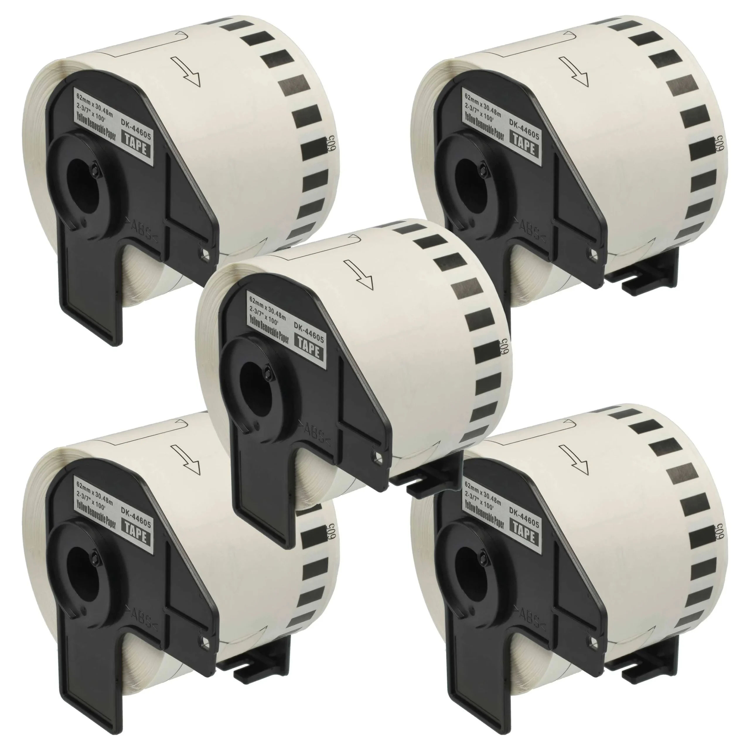5x Étiquette remplacent Brother DK-44605 pour imprimante étiqueteuse - autocollantes 62mm x 30,48m + support