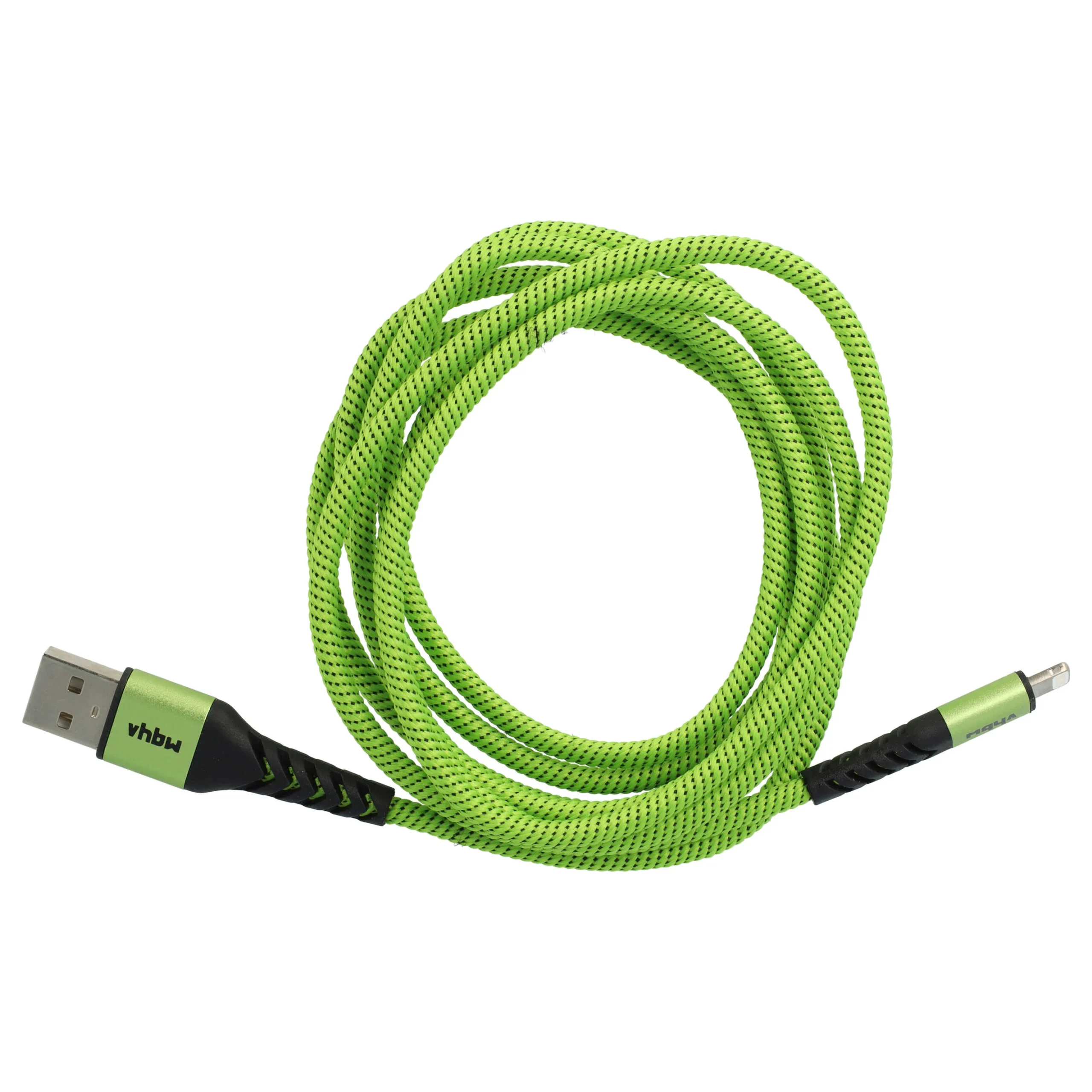 Câble Lightning vers USB A pour iOS Apple AirPods - noir / vert, 180cm