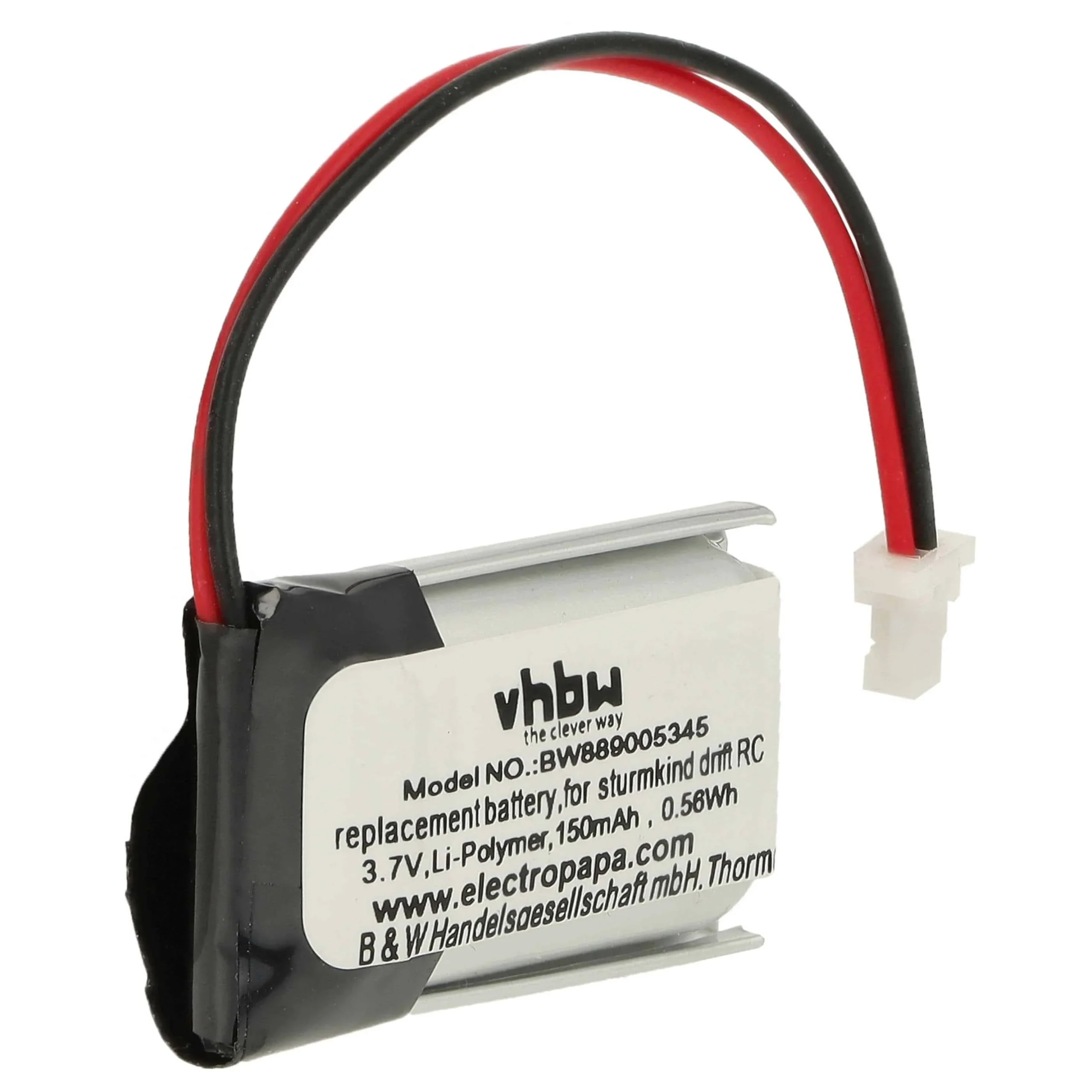Batterie remplace Sturmkind DR!FT 05011 modèle radio-télécommandé - 150mAh 3,7V Li-polymère, SH1.0-2P Male