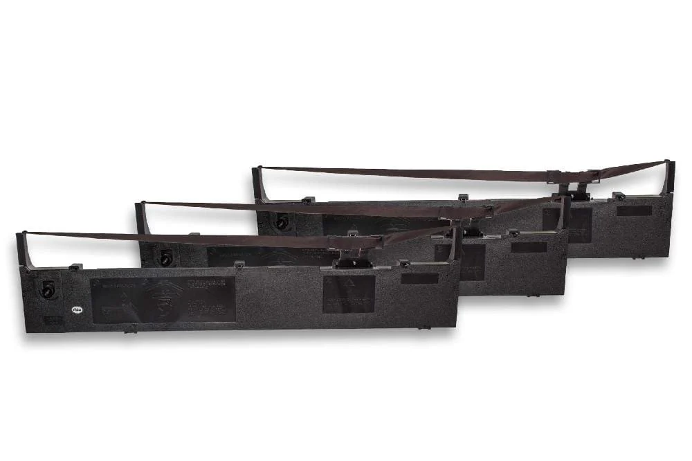 3x Ruban encreur remplace Epson S015086, C13S015086 pour imprimante matricielle / étiquette - noir