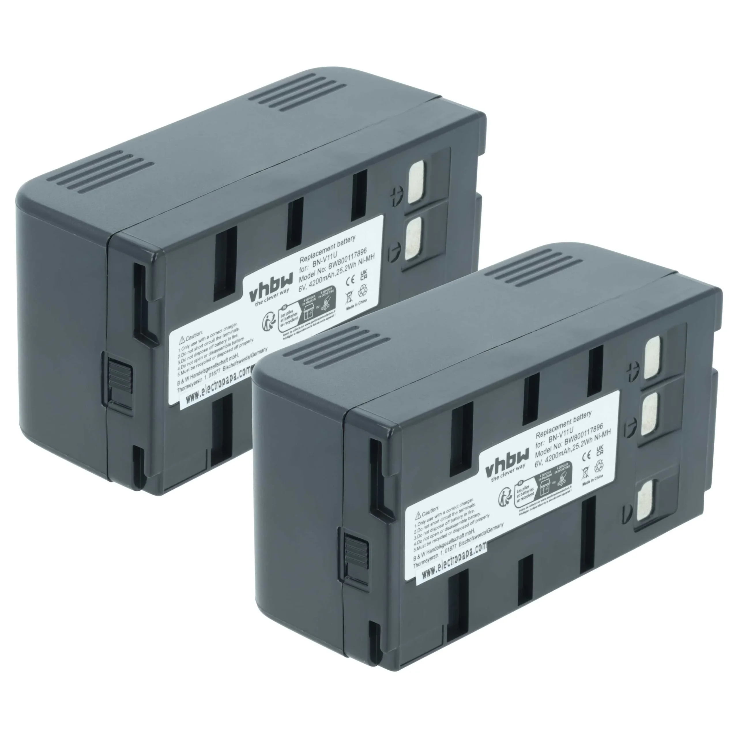 2x Batteries remplace JVC BN-V20, BN-V22, BN-V20US, BN-V20U pour appareil photo Philips- 4200mAh 6V NiMH