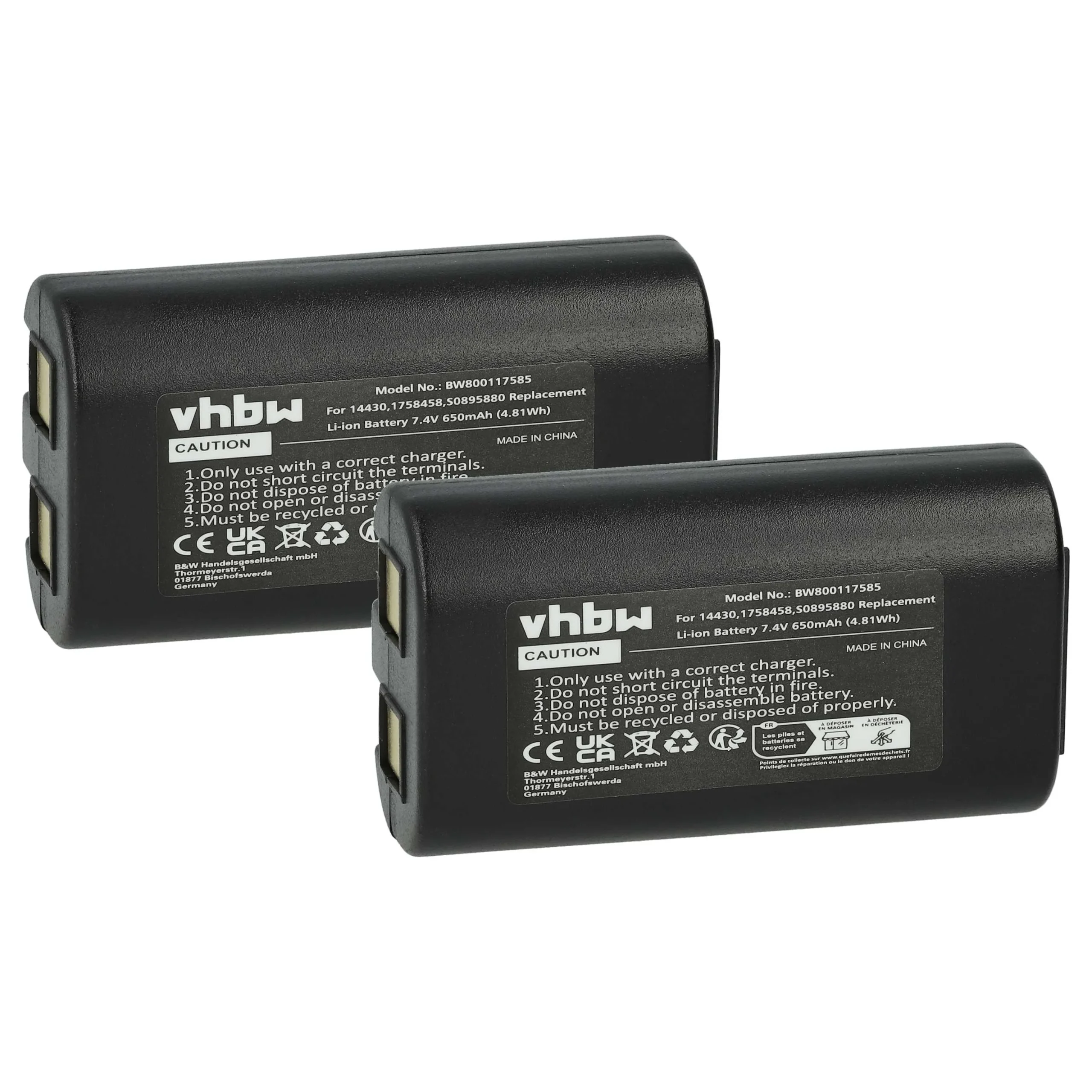 2x Batteries pour imprimante Dymo LabelManager 260p, PnP, 280 - 650mAh 7,4V Li-ion