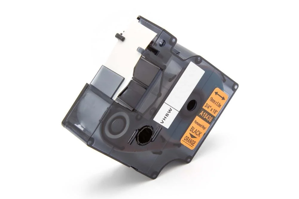 Cassette à ruban remplace Dymo 18436 - 19mm lettrage Noir ruban Orange, vinyle, plastique