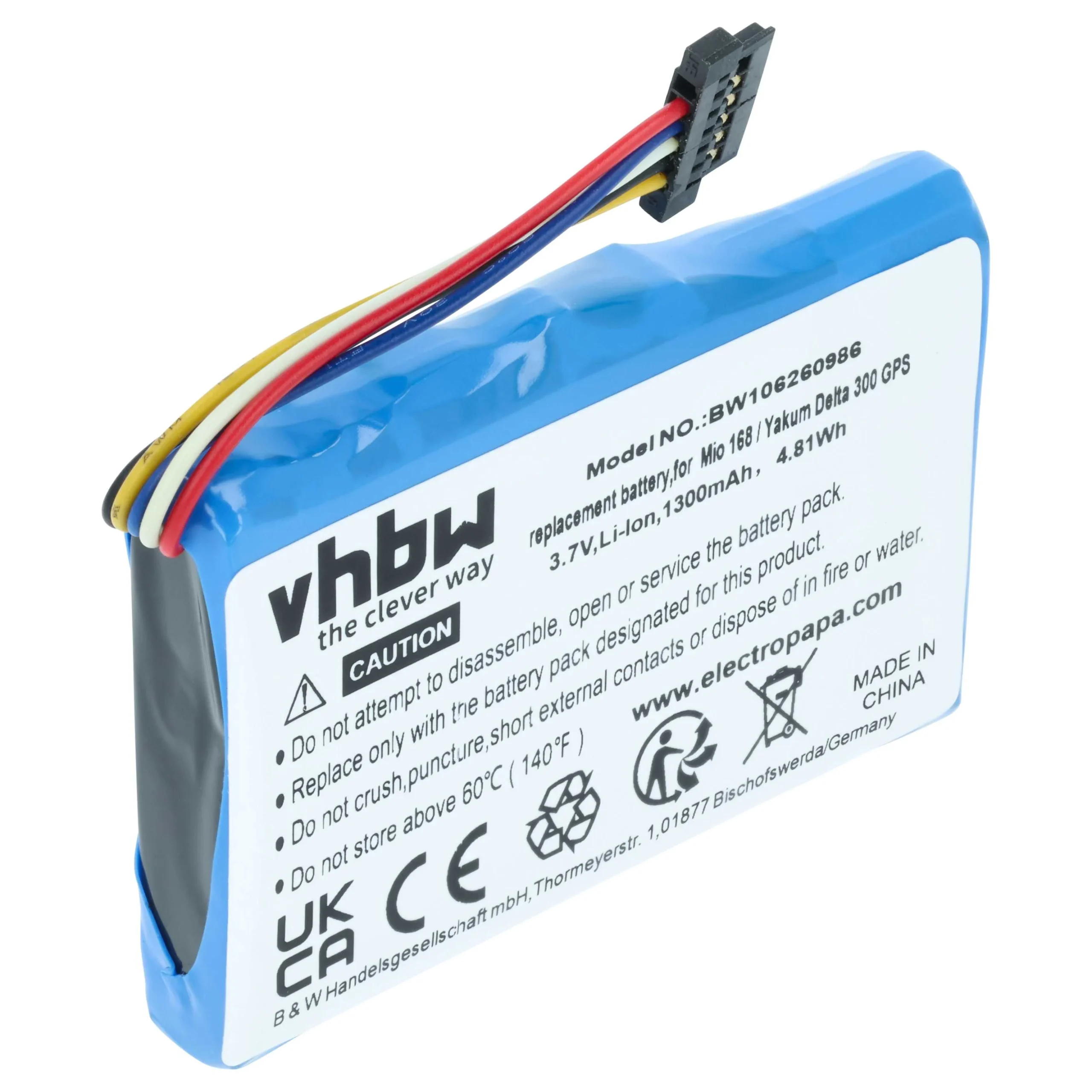 Batterie remplace Mitac Mio E3MIO2135211 pour navigation GPS Aris - 1300mAh 3,7V Li-ion