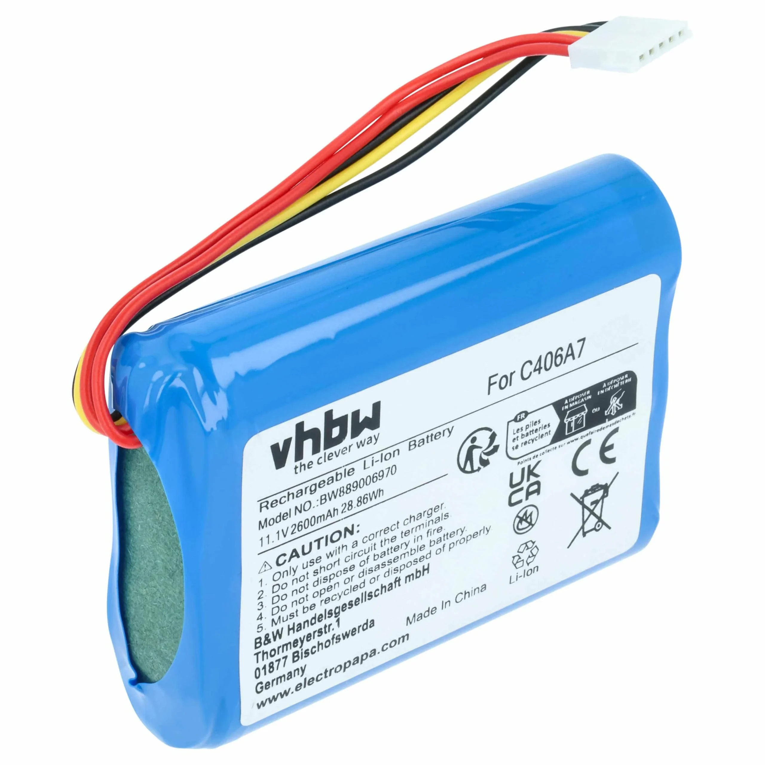 Batterie remplace Marshall C406A1, C406A7 enceinte Marshall - 2600mAh 11,1V Li-ion