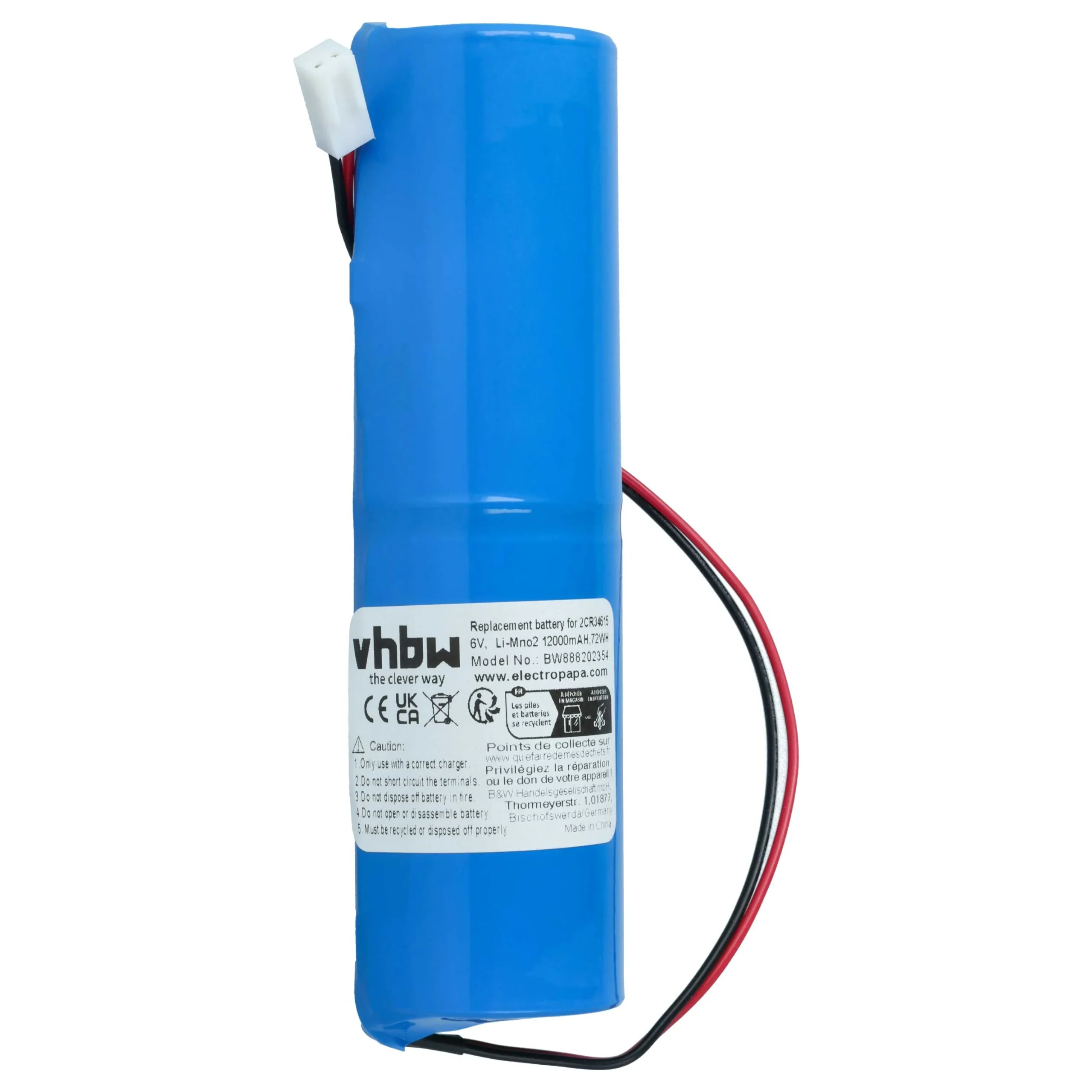 Pile remplace Jablotron 2CR34615, BAT-80A-SAFT pour centrale d'alarme Jablotron - 12000mAh 6V Li-MnO2