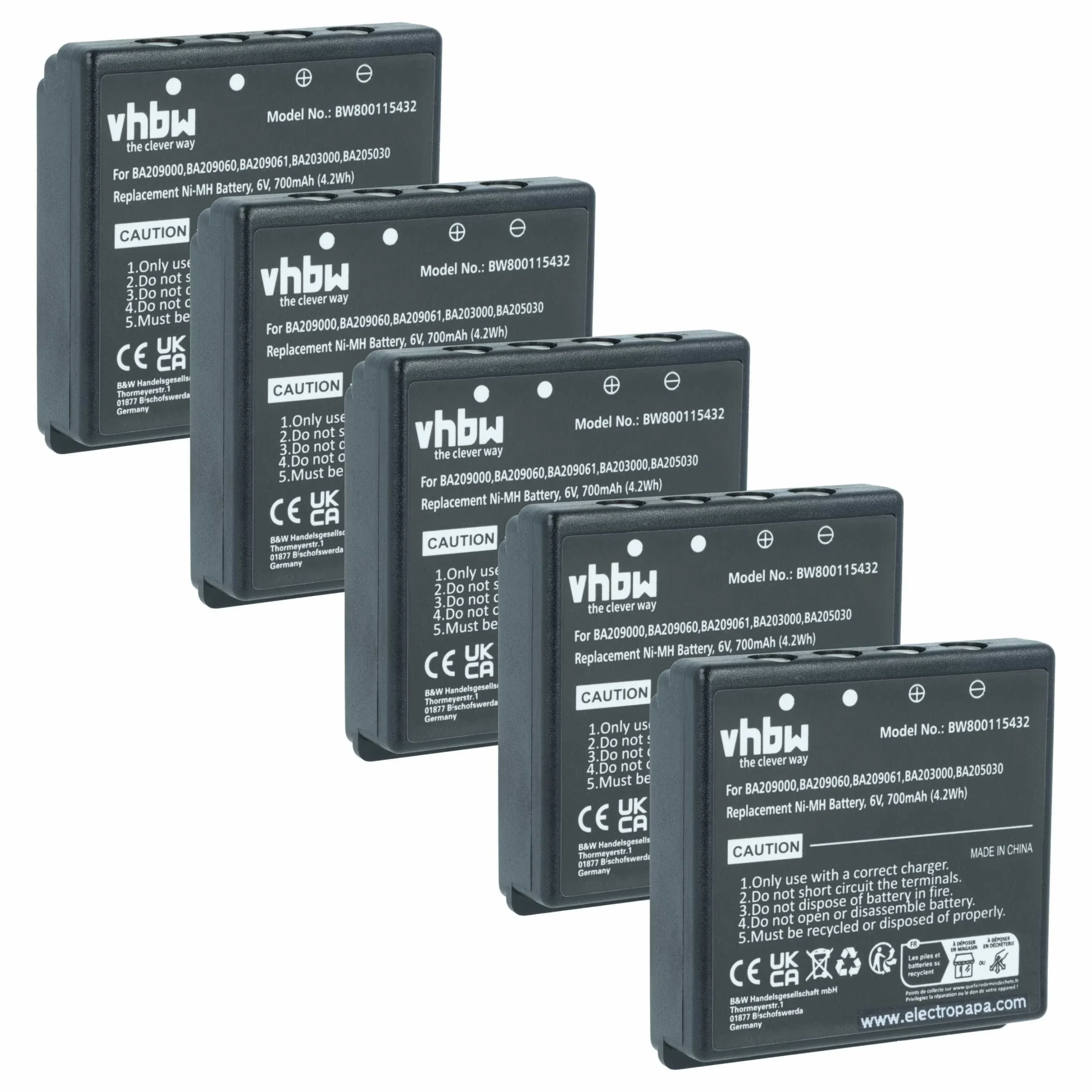 Batterie (5 pièces) remplace HBC BA206000, BA209000, BA203000, BA205030, 005-01-00615 - 700mAh 6V NiMH