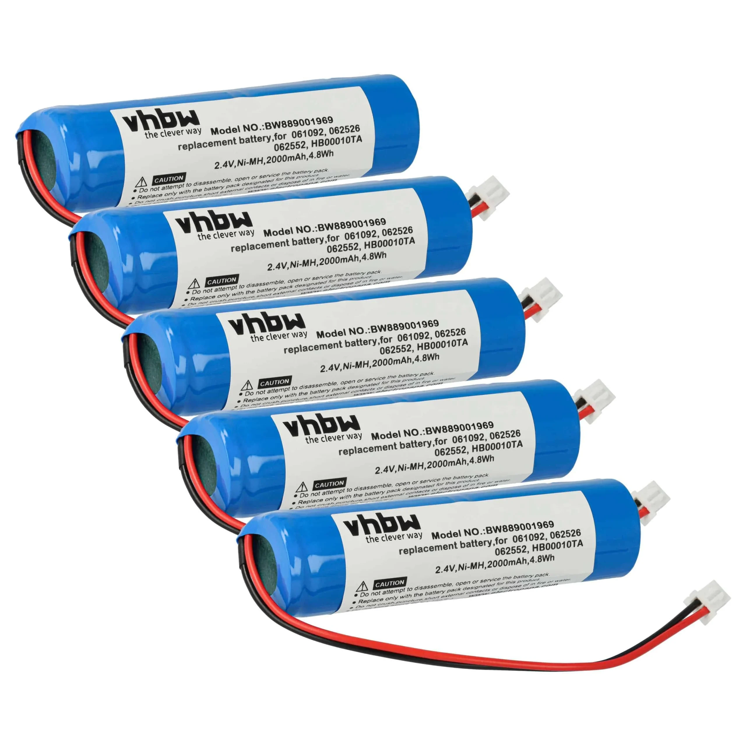 5x Batteries remplace Legrand 062552, 062526, 061092 pour éclairage de secours Legrand - 2000mAh 2,4V NiMH