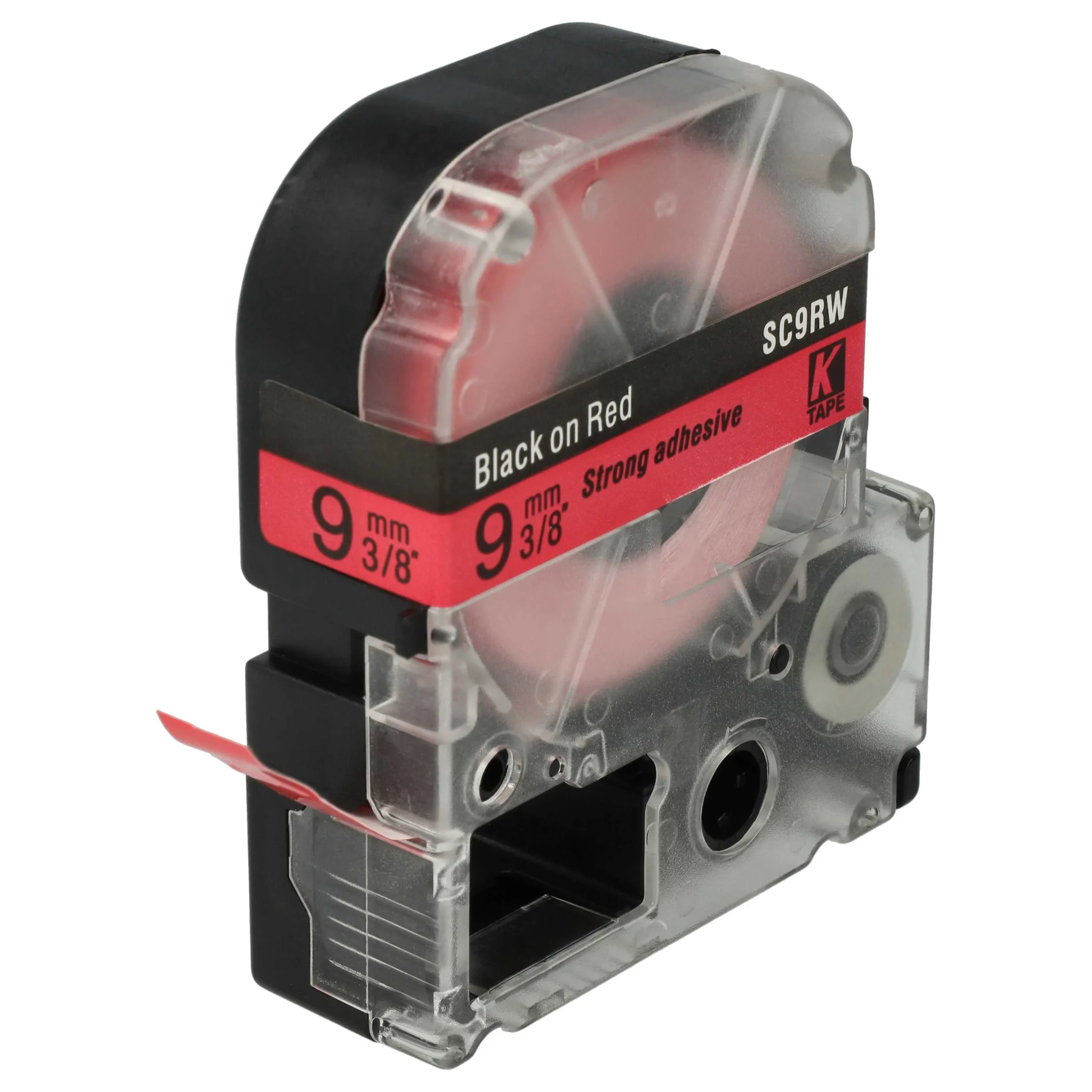 Cassette à ruban remplace Epson LC-3YRN - 9mm lettrage Noir ruban Rouge, plastique