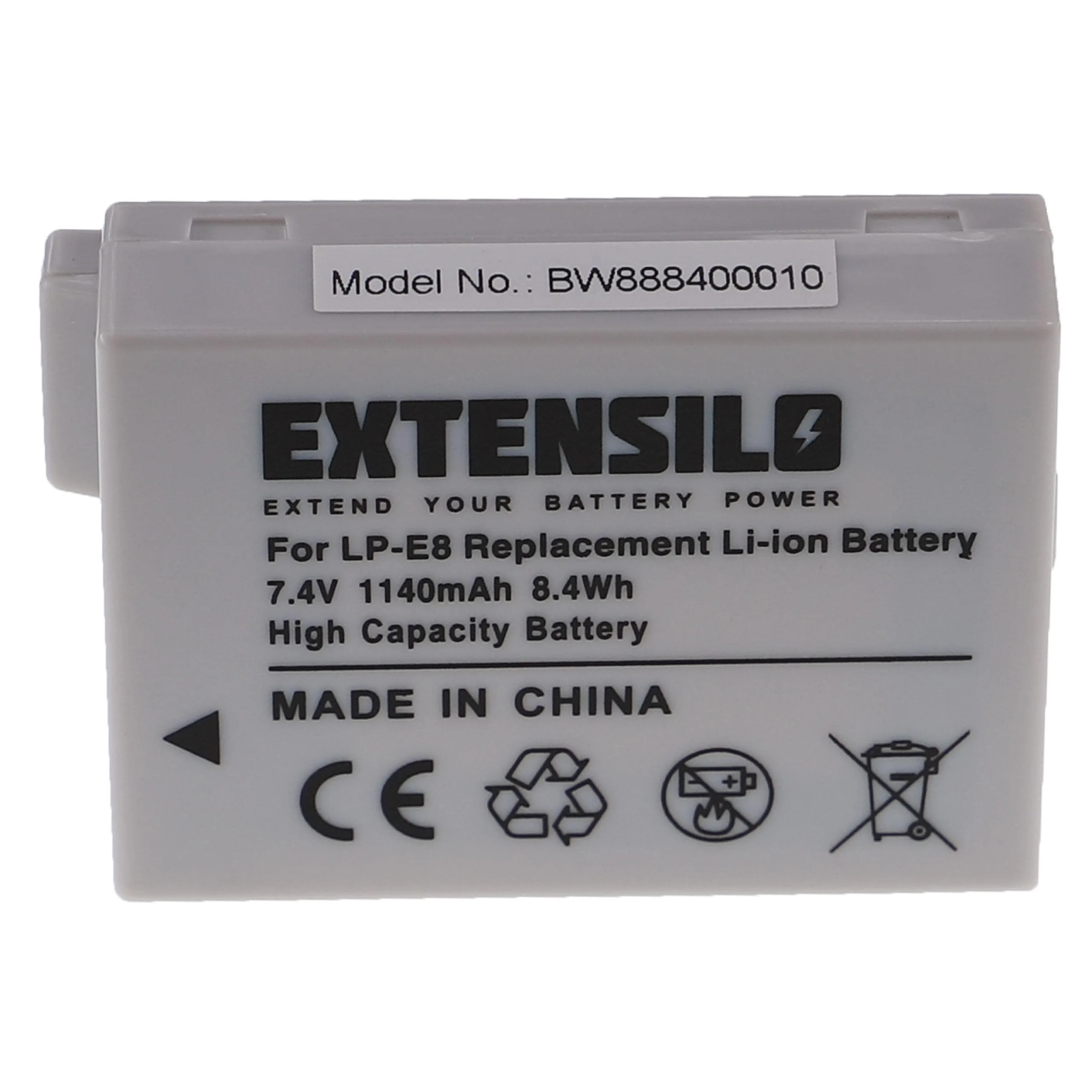 Batterie remplace Canon LP-E8 pour appareil photo Canon- 1140mAh 7,4V Li-ion