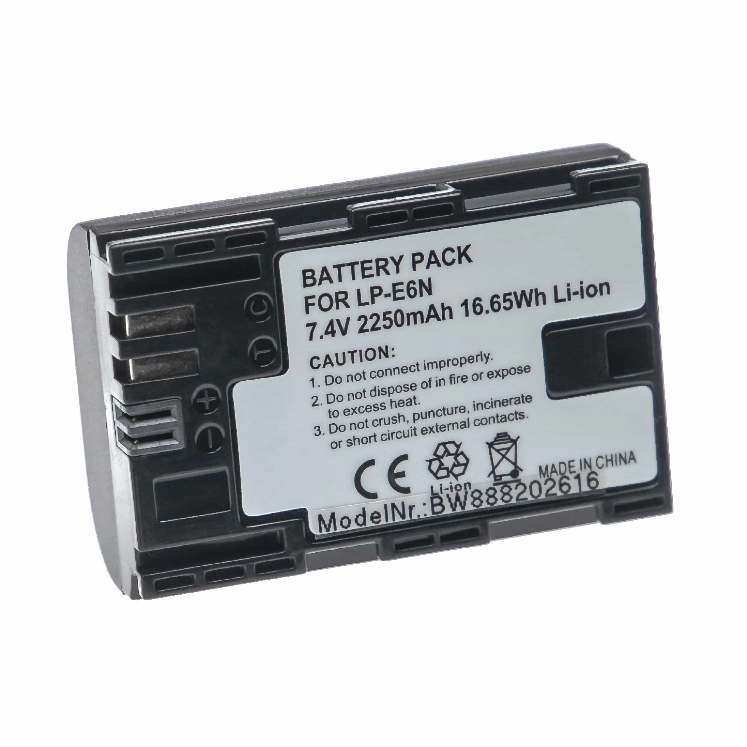 Batterie remplace Canon LP-E6N pour appareil photo Blackmagic- 2250mAh 7,4V Li-ion