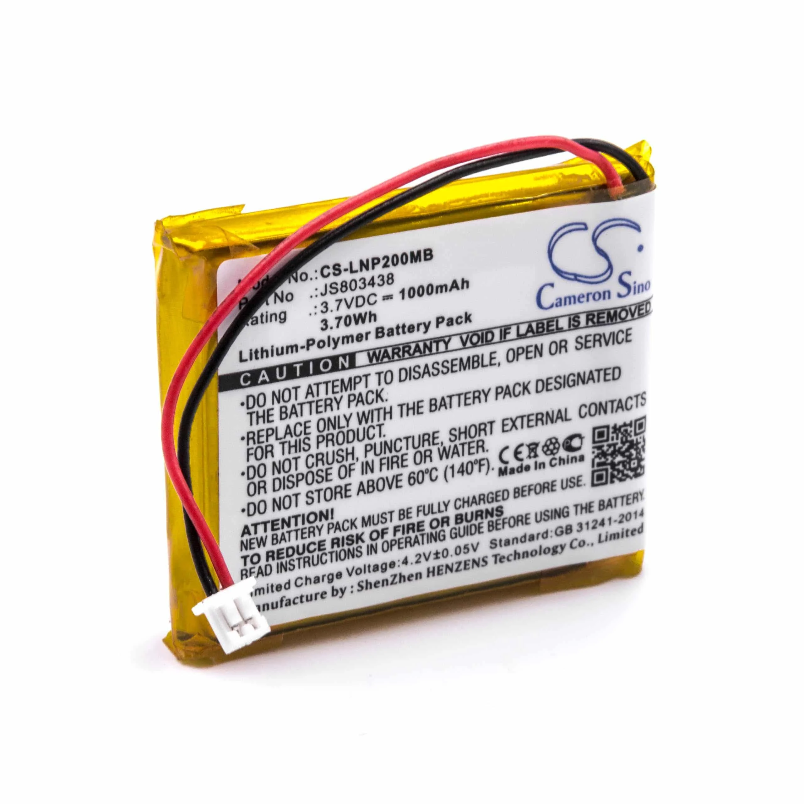 Batterie remplace Luvion JS803438 pour moniteur bébé Luvion - 1000mAh 3,7V Li-polymère