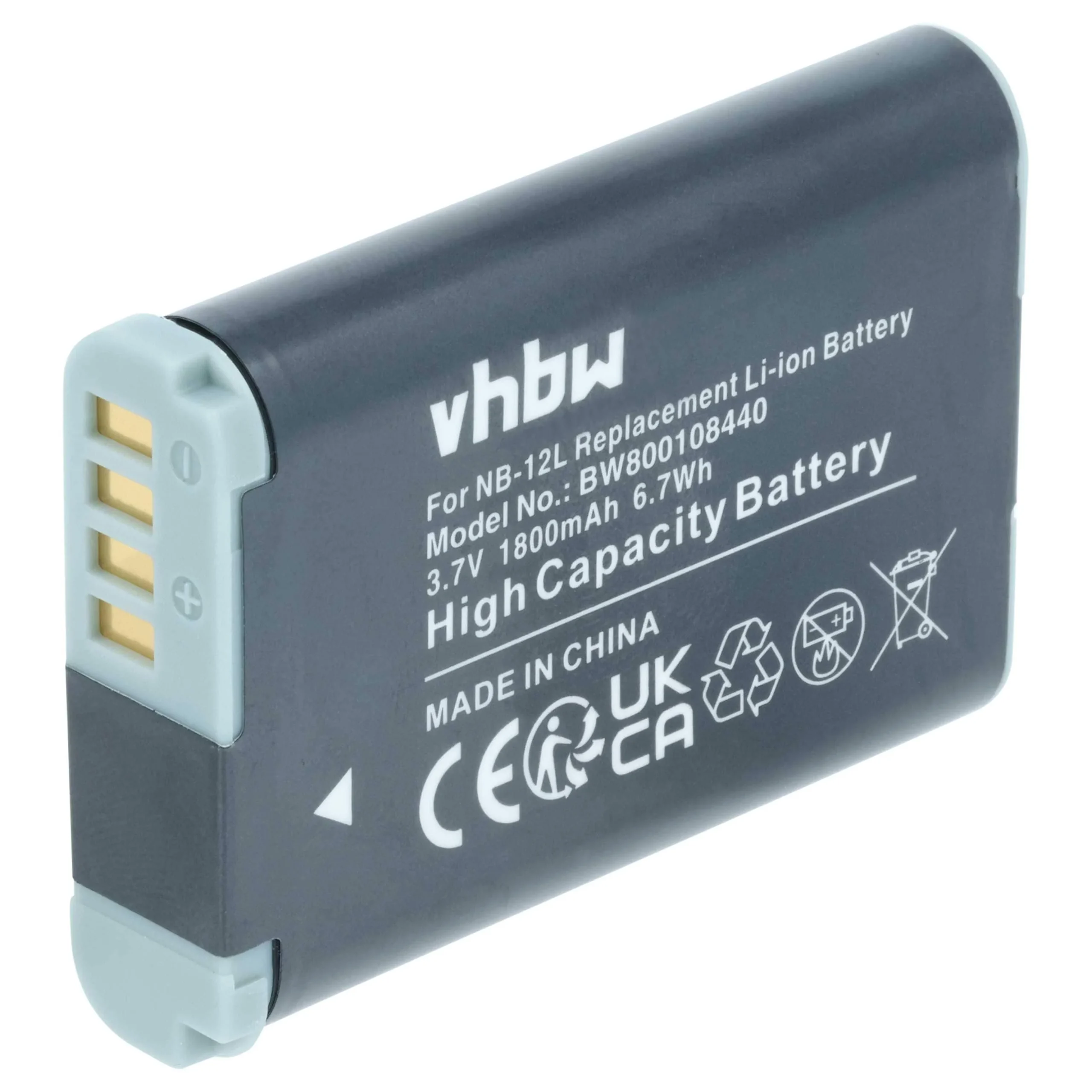 Batterie remplace Canon NB-12L pour appareil photo Canon- 1800mAh 3,7V Li-ion