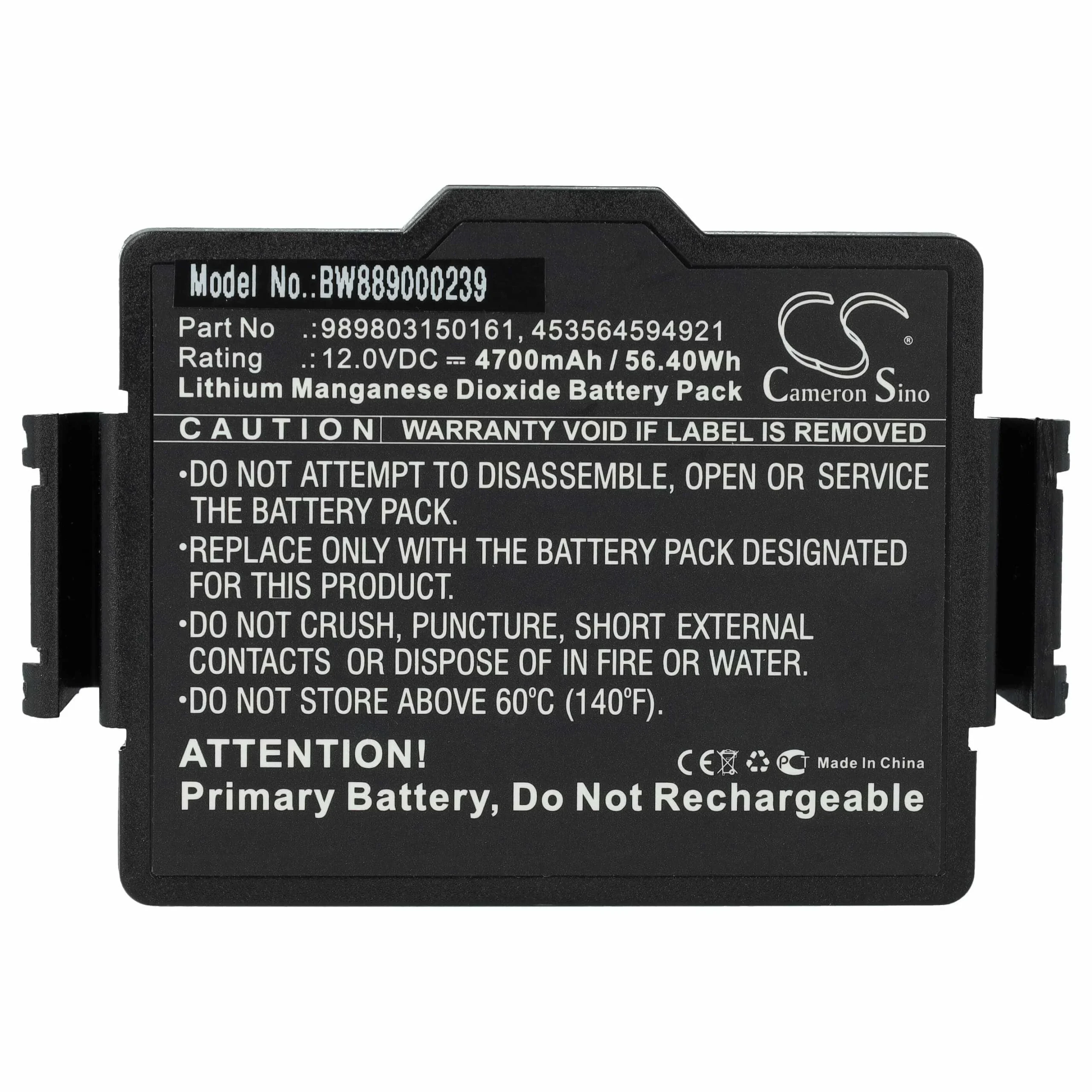 Pile remplace Philips 453564288031, 453564594921 pour appareil médical Philips - 4700mAh 12V Li-MnO2
