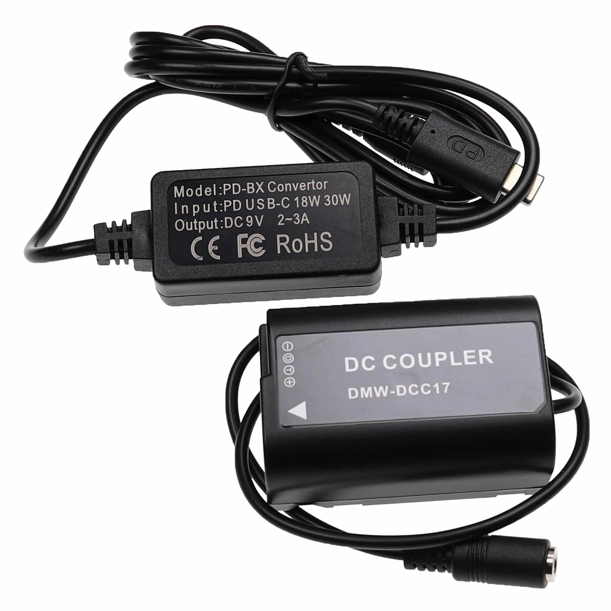 Bloc secteur USB remplace Panasonic DMW-AC8 pour caméra Panasonic + coupleur DC comme Panasonic