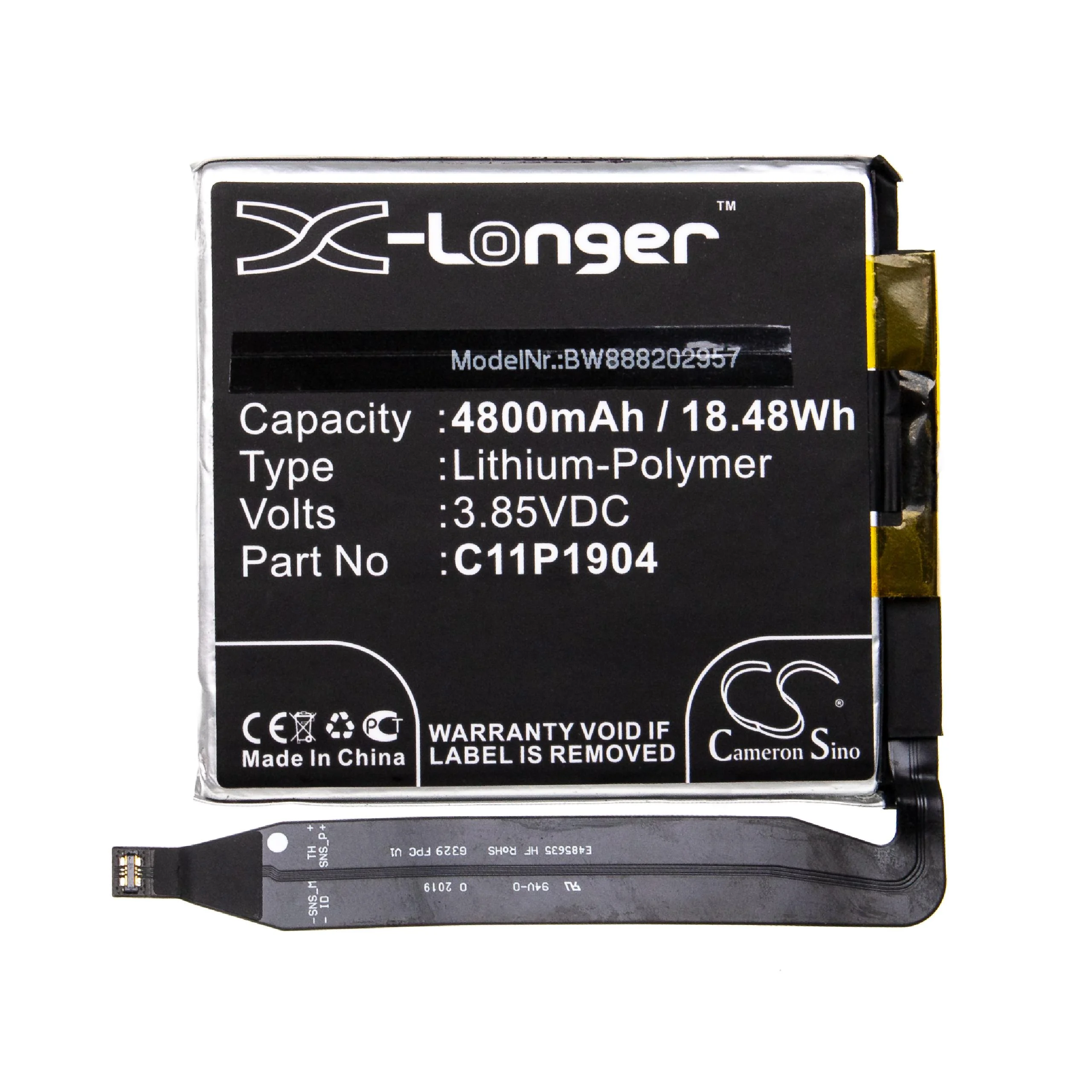 Batterie remplace Asus 0B200-03740200, C11P1904 téléphone portable Asus - 4800mAh 3,85V Li-polymère