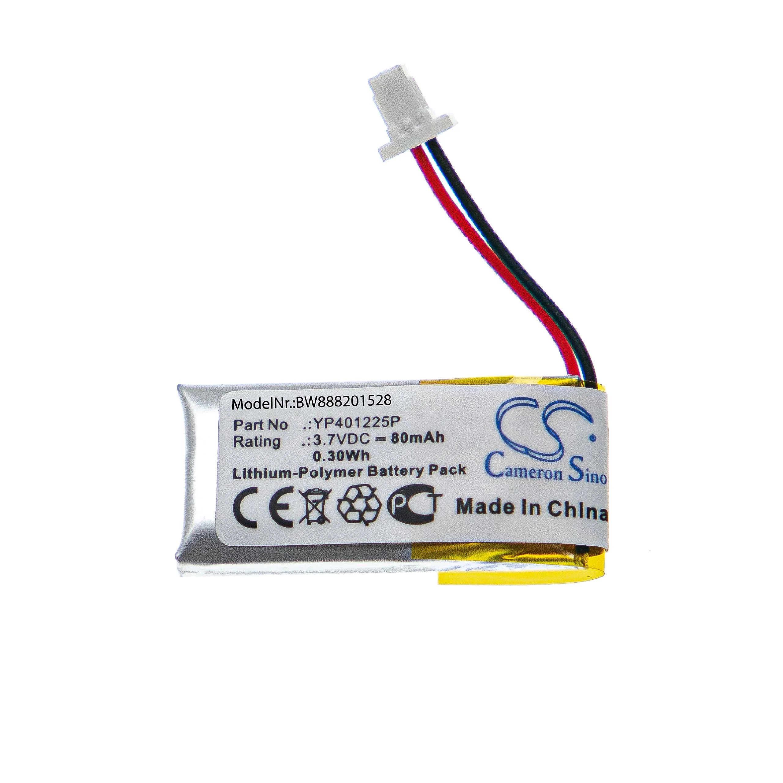 Batterie remplace Sena YP401225P casque audio Sena - 80mAh 3,7V Li-polymère