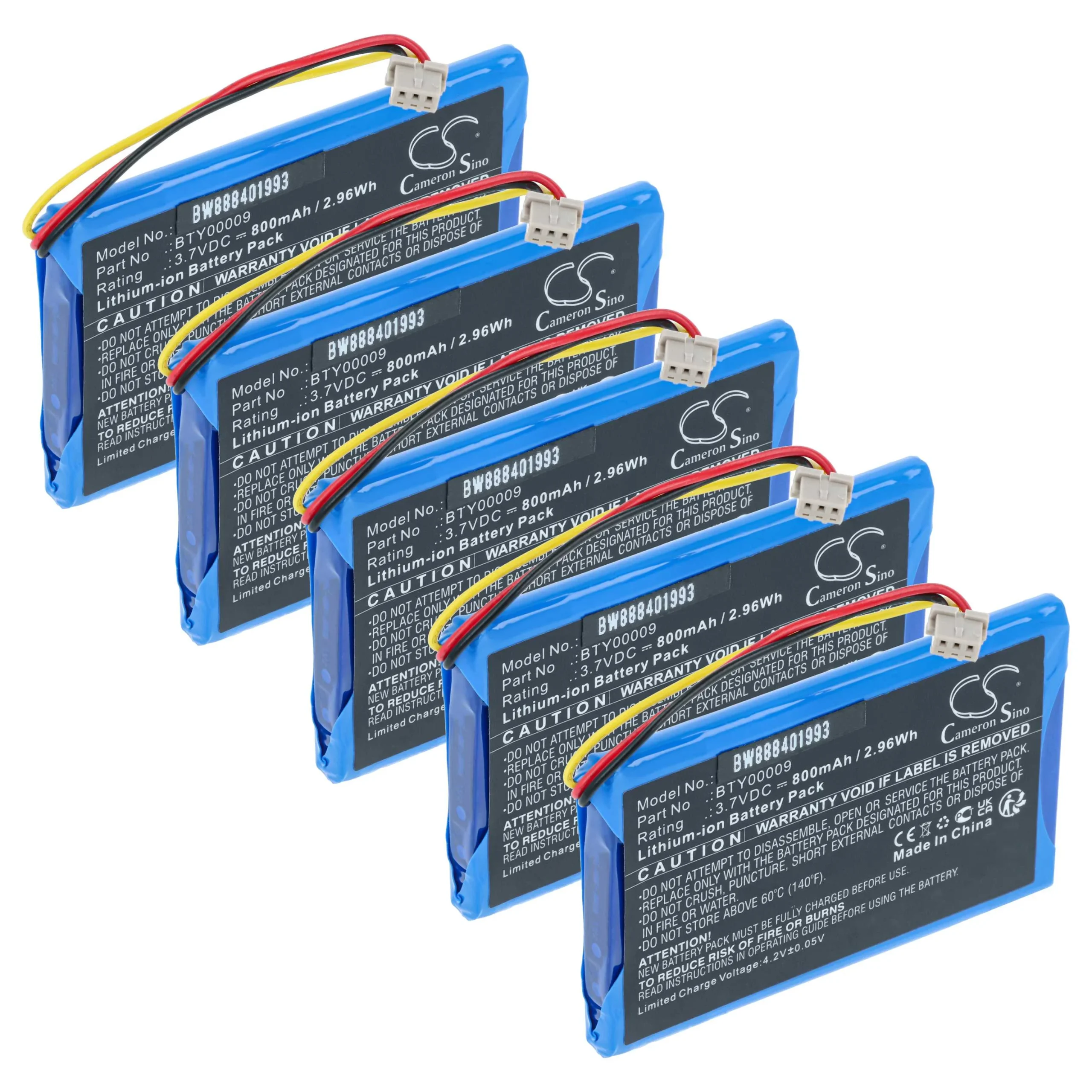 Batterie (5 pcs.) remplace Ingenico BTY00009 pour lecteur de carte Ingenico - 800mAh 3,7V Li-ion