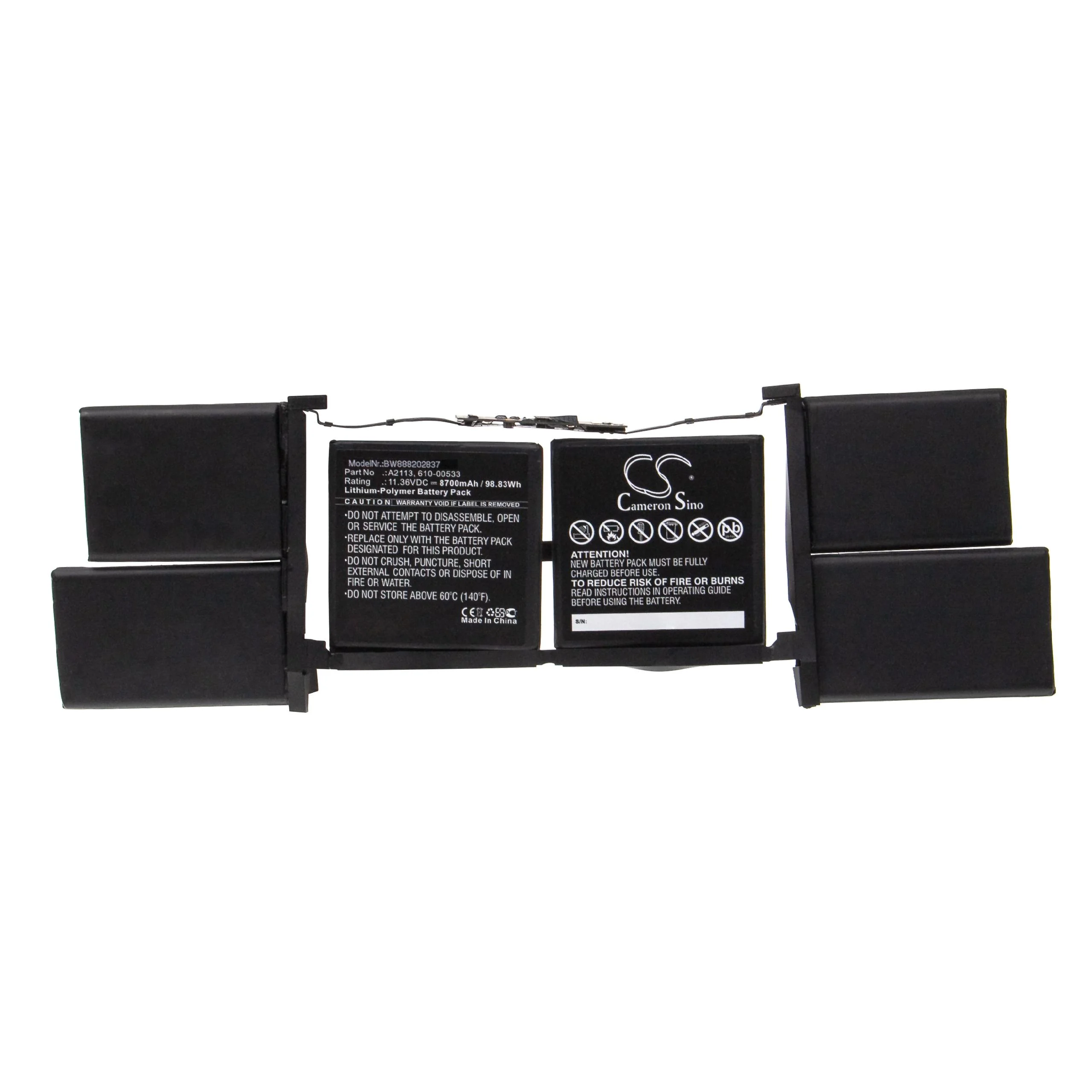 Batterie remplace Apple A2113, 610-00533 pour ordinateur portable Apple- 8700mAh 11,36V Li-polymère