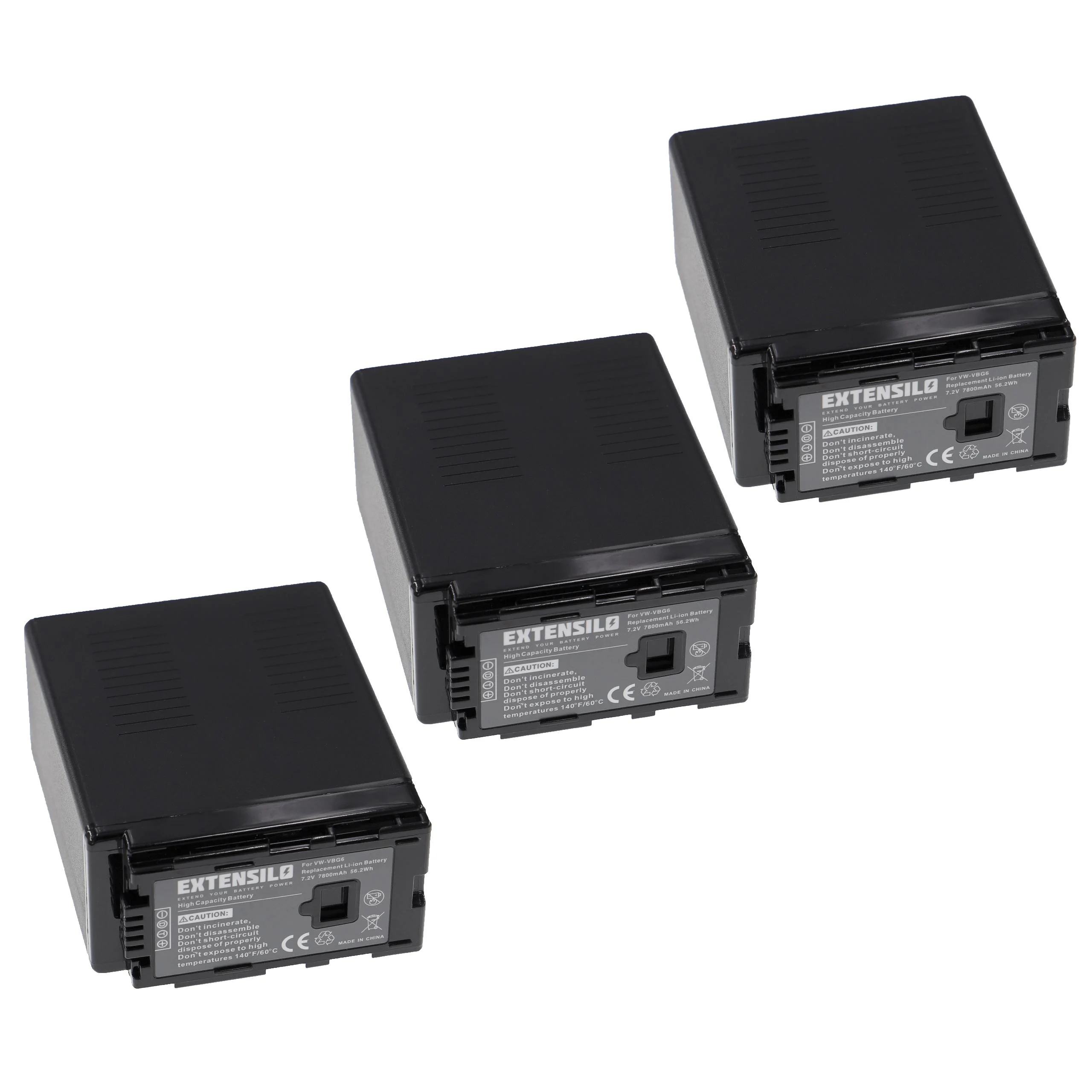 3x Batteries remplace Panasonic VW-VBG6GK, VW-VBG6 pour appareil photo Panasonic- 7800mAh 7,2V Li-ion