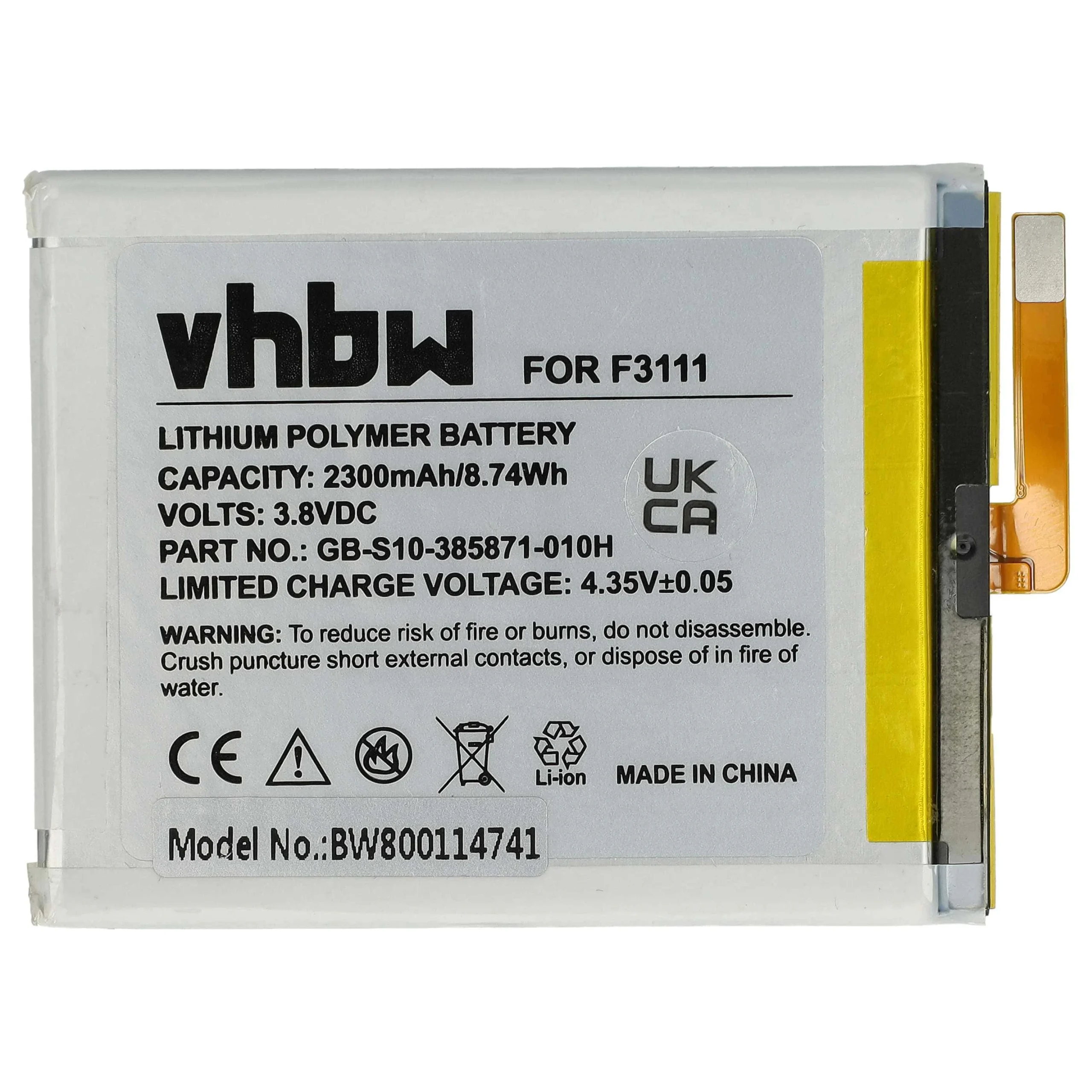 Batterie remplace Sony GB-S10-385871-010H téléphone portable Sony - 2300mAh 3,8V Li-polymère