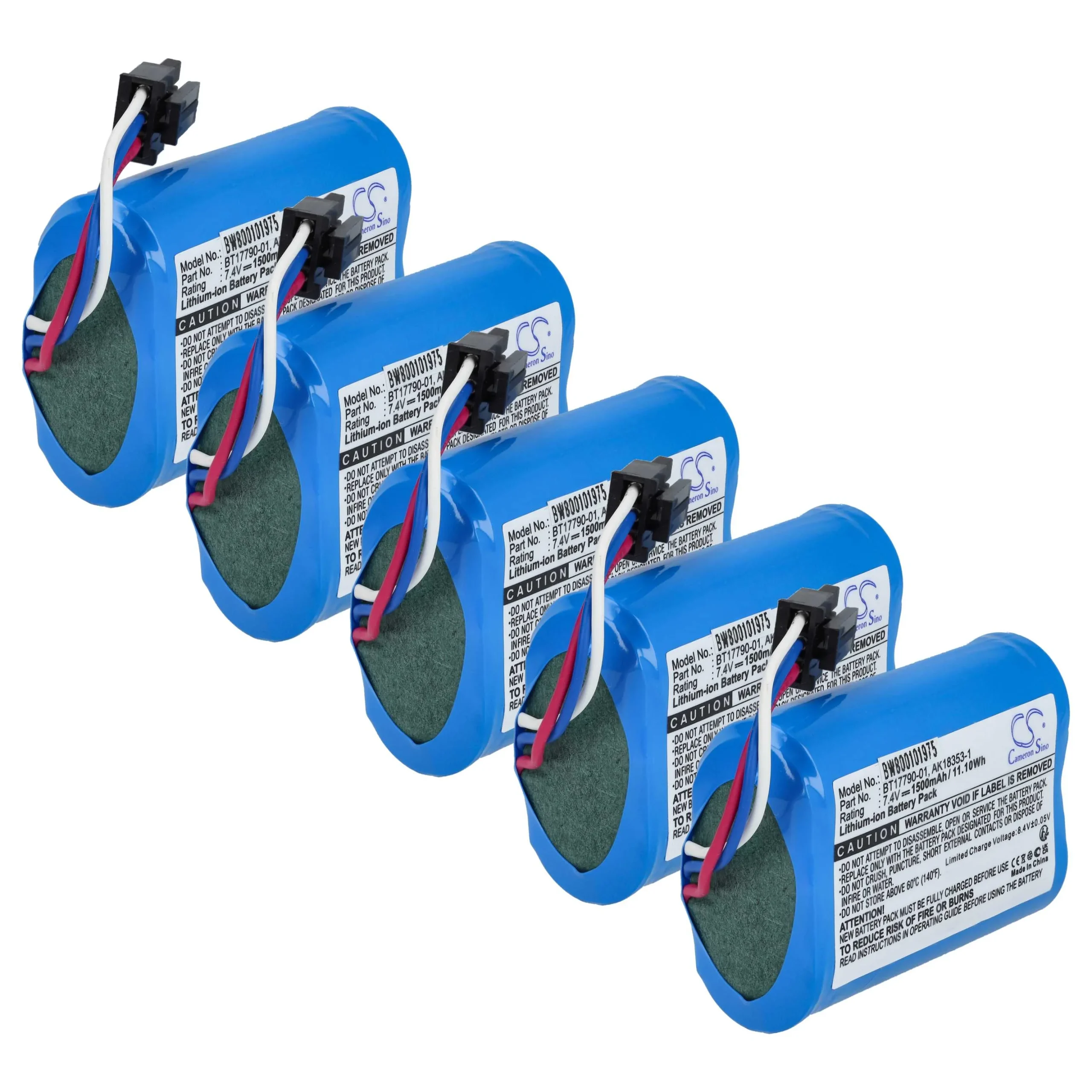 5x Batteries remplace Zebra BT17790-1, BT17790-2, AK18353-1 pour imprimante Zebra - 1500mAh 7,4V Li-ion