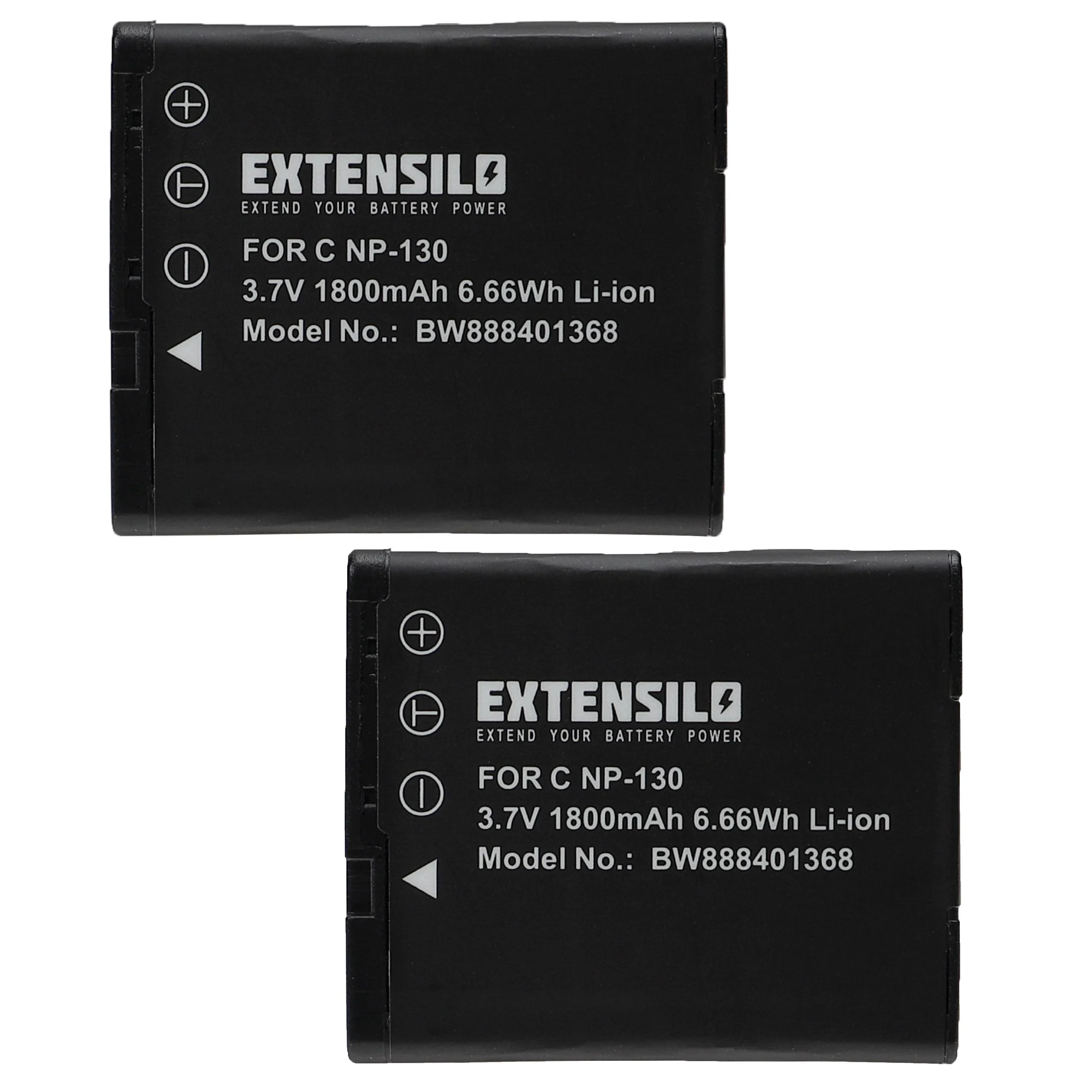 2x Batteries remplace Casio NP-130, NP-130A pour appareil photo Casio- 1800mAh 3,7V Li-ion