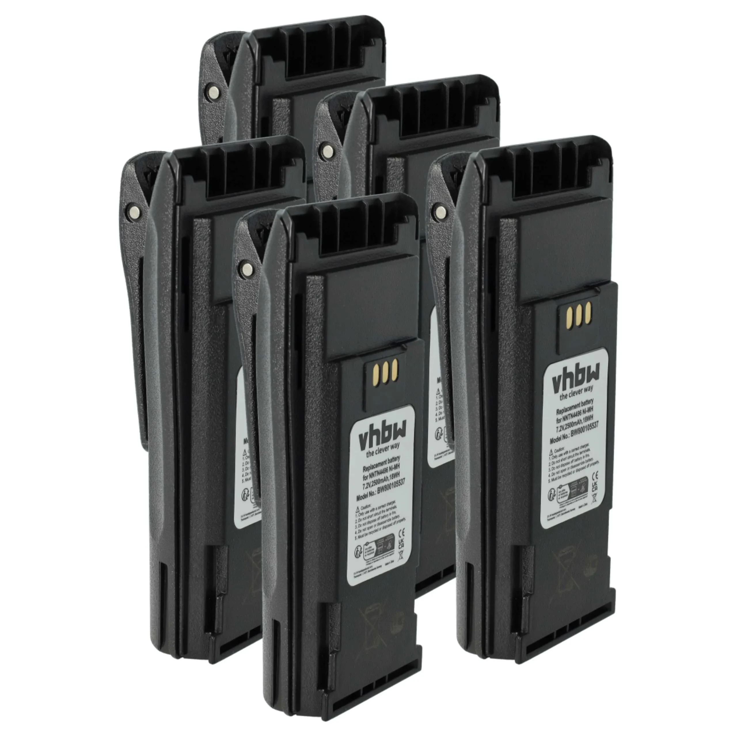 5x Batteries remplace Motorola MNN4254AR, NNTN4496 pour radio talkie-walkie Motorola- 2500mAh 7,2V NiMH