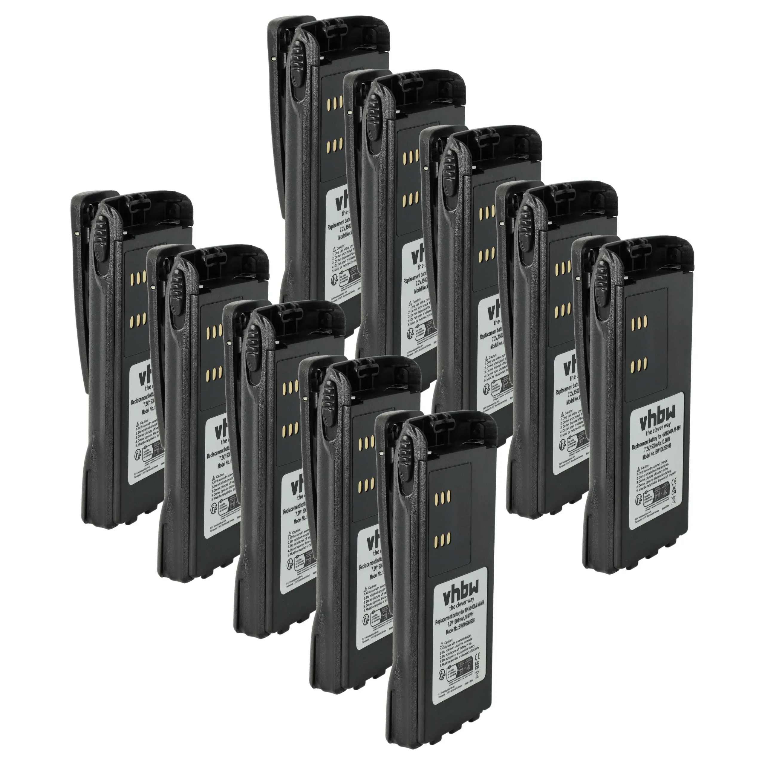 10x Batteries remplace Motorola HMNN4151, HMNN4154 pour radio talkie-walkie Motorola- 1500mAh 7,2V NiMH
