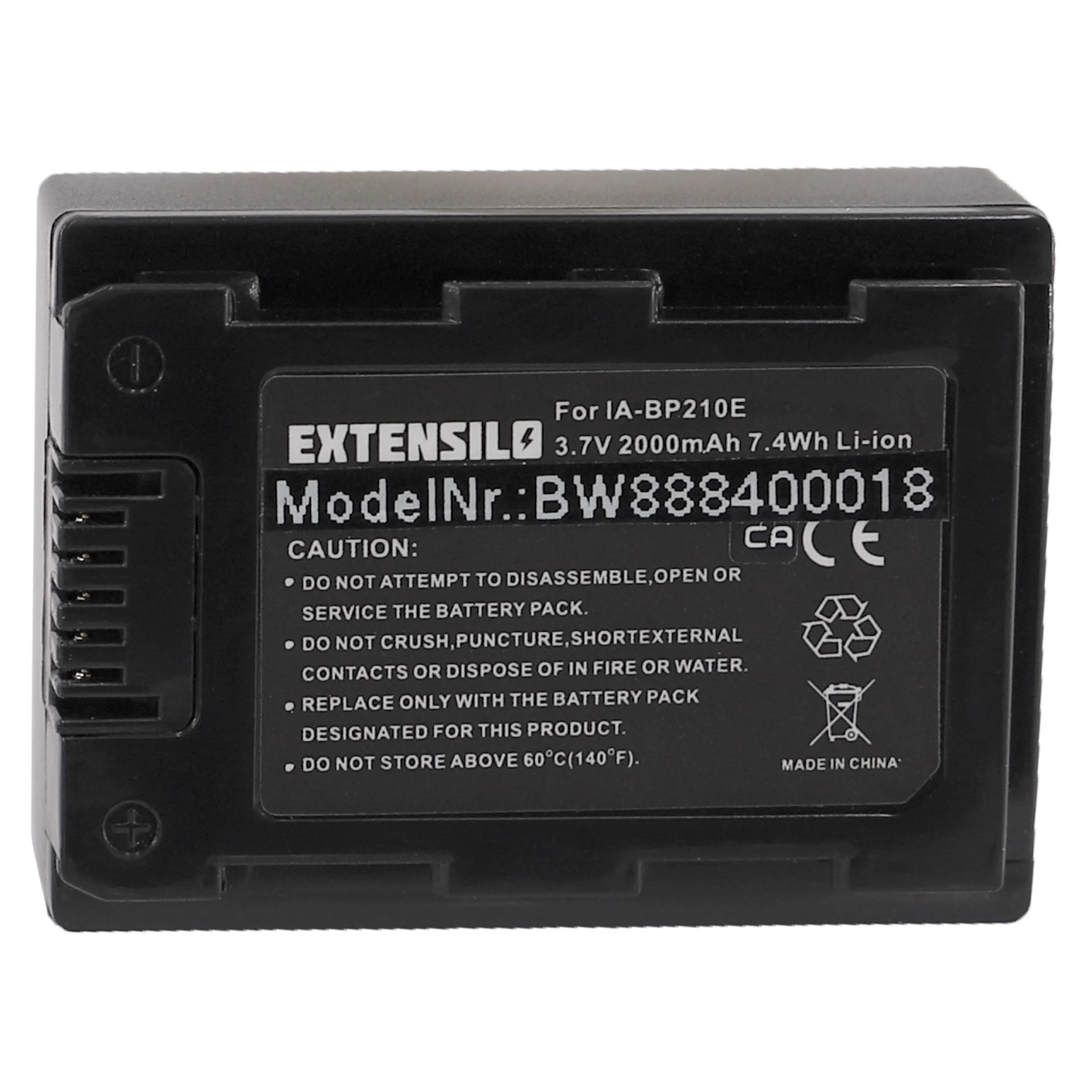 Batterie remplace Samsung IA-BP210E, CS-BP120E, IA-BP210 pour appareil photo Samsung- 2000mAh 3,7V Li-ion