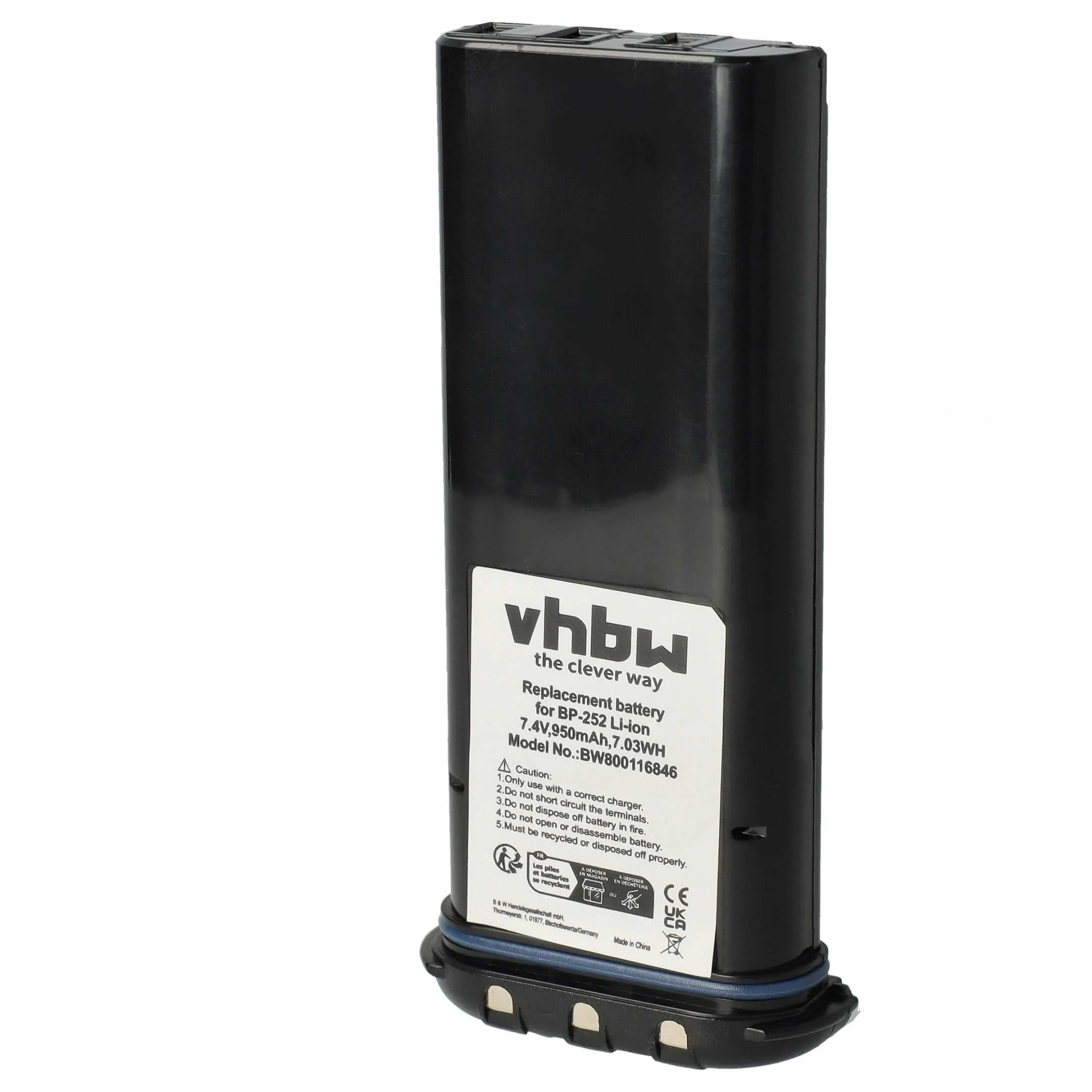 Batterie remplace Icom BP-252 pour radio talkie-walkie Icom- 950mAh 7,4V Li-ion