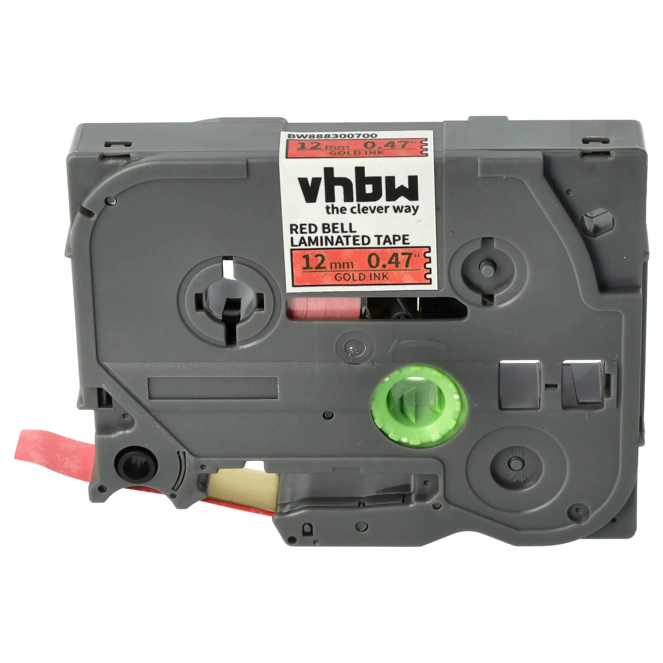 Cassette à ruban remplace Brother TZE-MPCA34 - 12mm lettrage Or ruban Rouge cloche, plastique