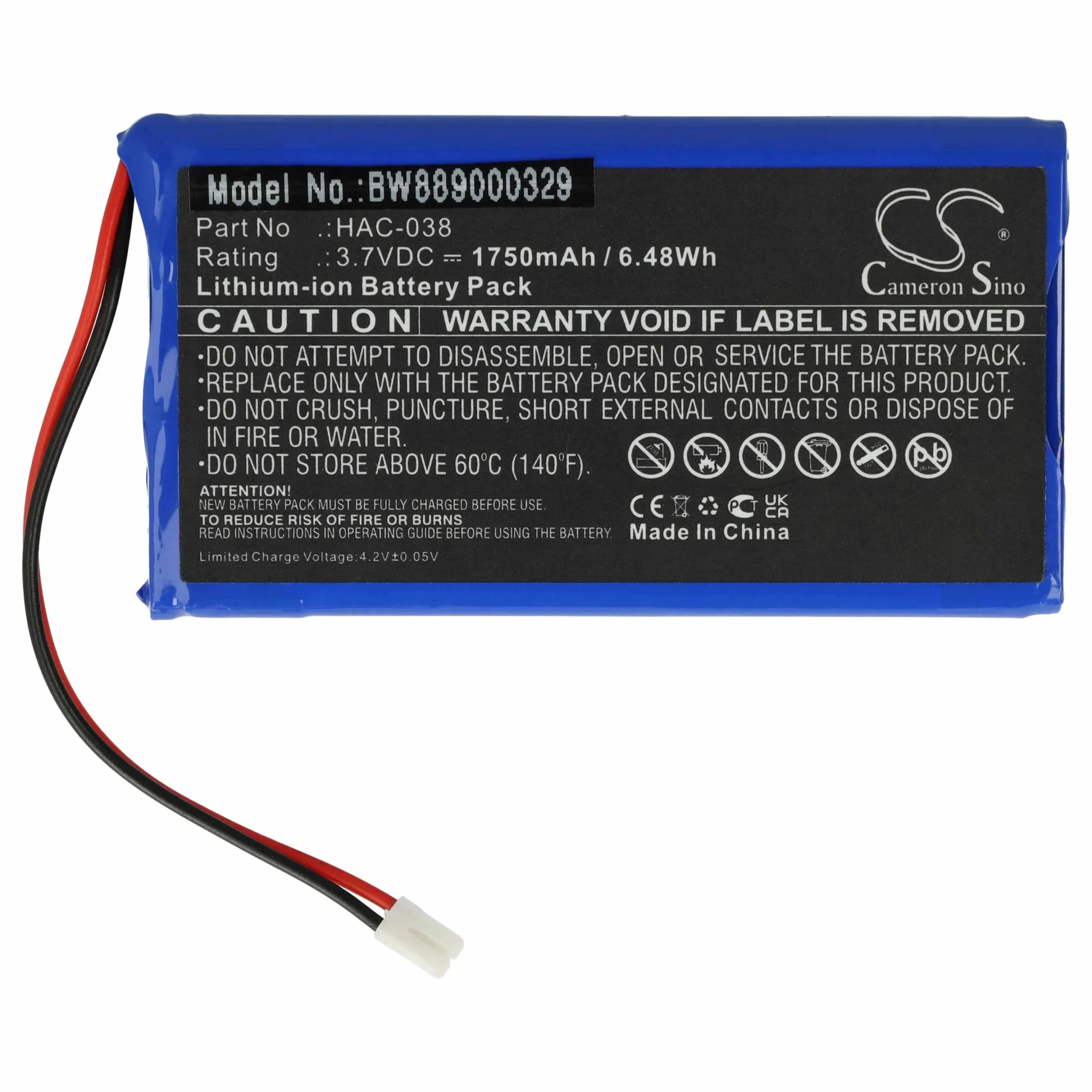 Batterie remplace Nintendo HAC-038 console de jeux - 1750mAh 3,7V Li-ion
