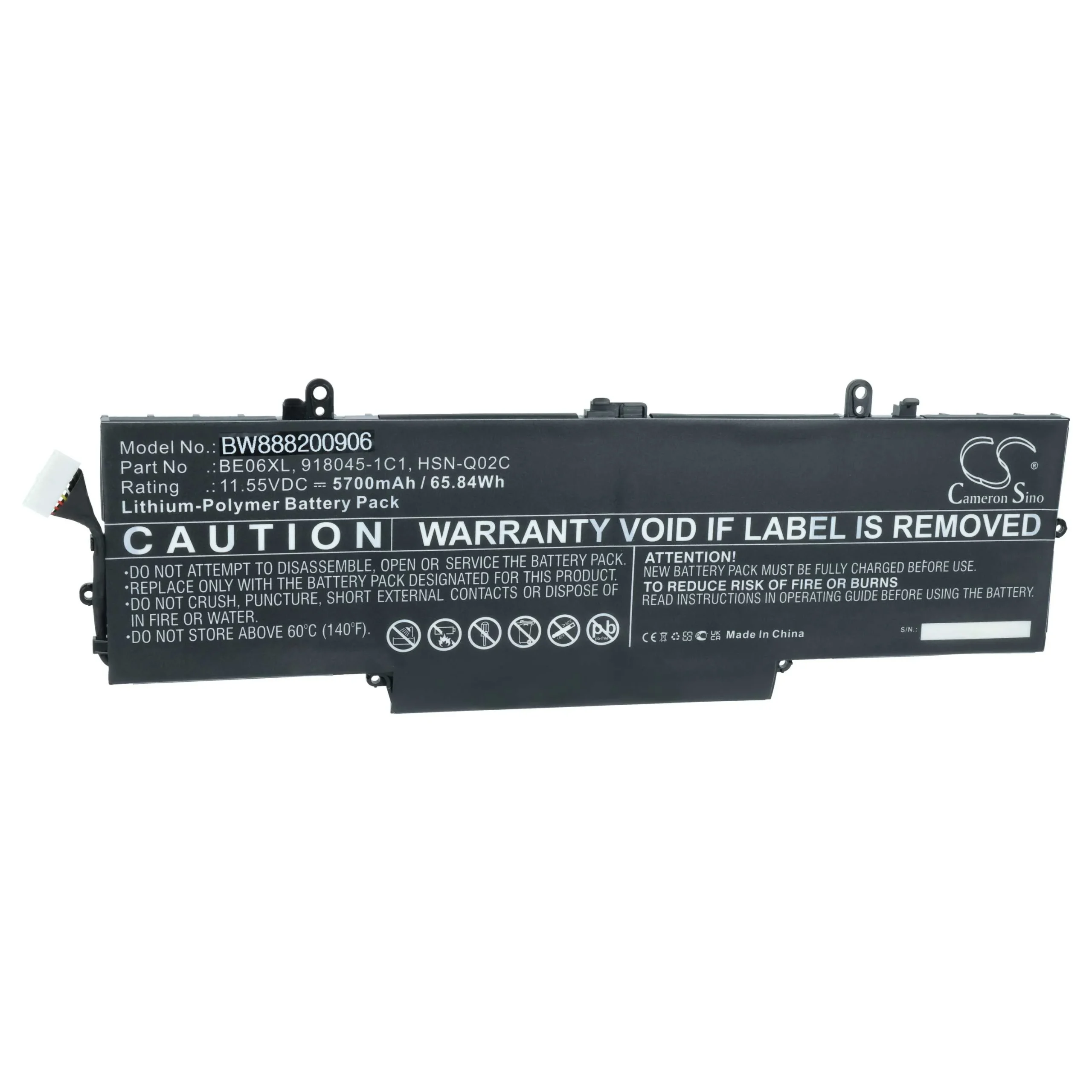 Batterie remplace HP 918045-271, 918045-1C1 pour ordinateur portable HP- 5700mAh 11,55V Li-polymère, noir