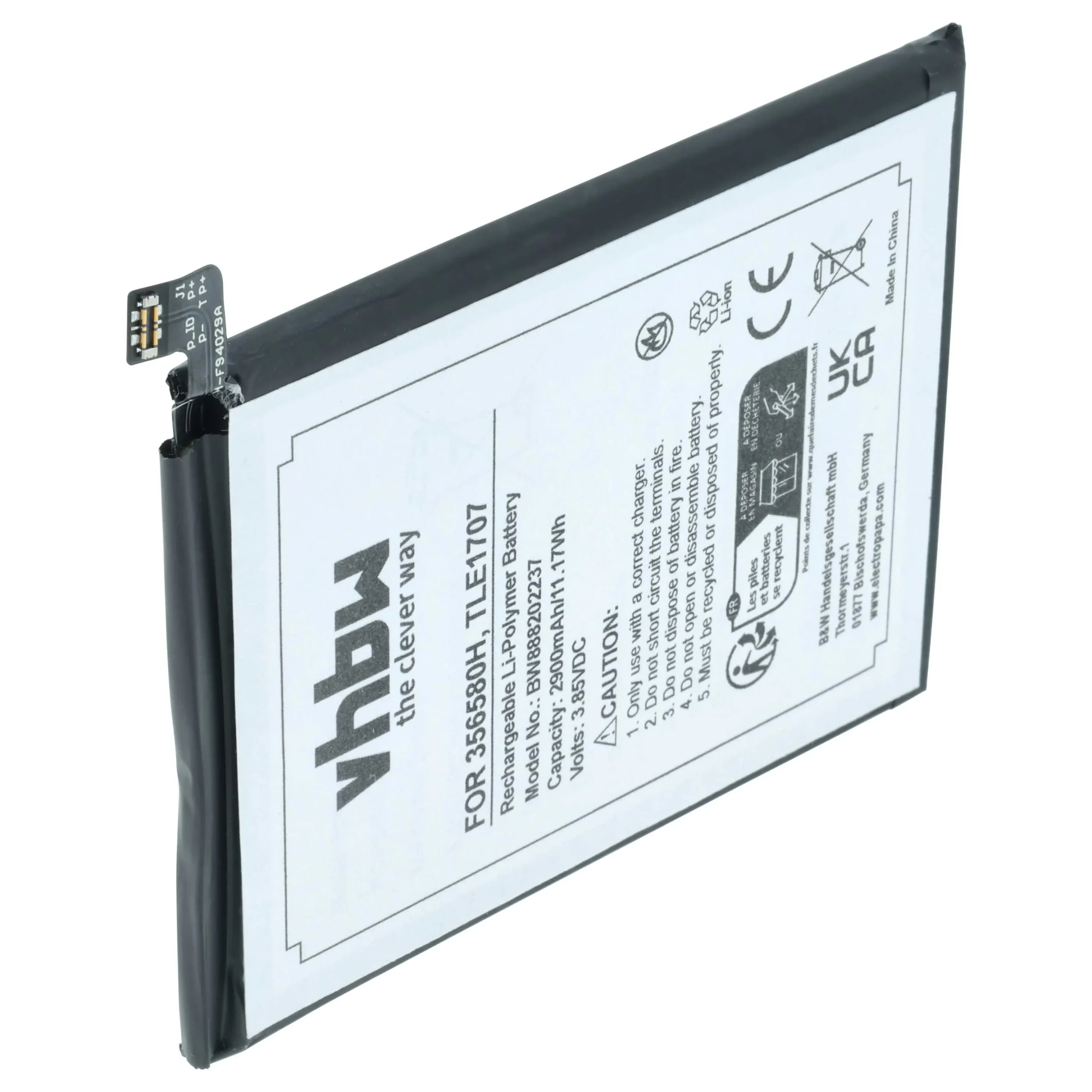 Batterie remplace Wiko 356580H, S104-Z37000-000, TLE1707 téléphone portable Wiko - 2900mAh 3,85V Li-polymère