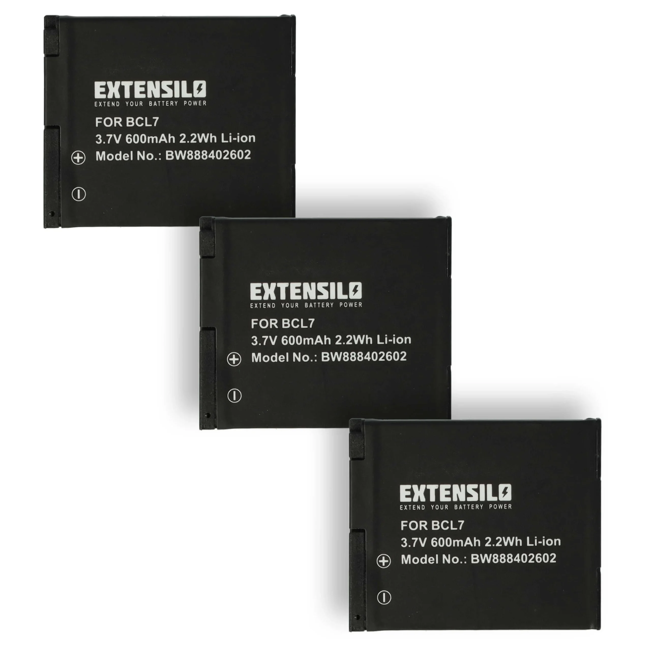 3x Batteries remplace Panasonic DMW-BCL7, DMW-BCL7E pour appareil photo Panasonic- 600mAh 3,7V Li-ion