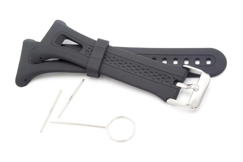 Bracelet pour montre intelligente Garmin Forerunner - 11,5cm + 9,7 cm de long, 35mm de large, silicone, noir
