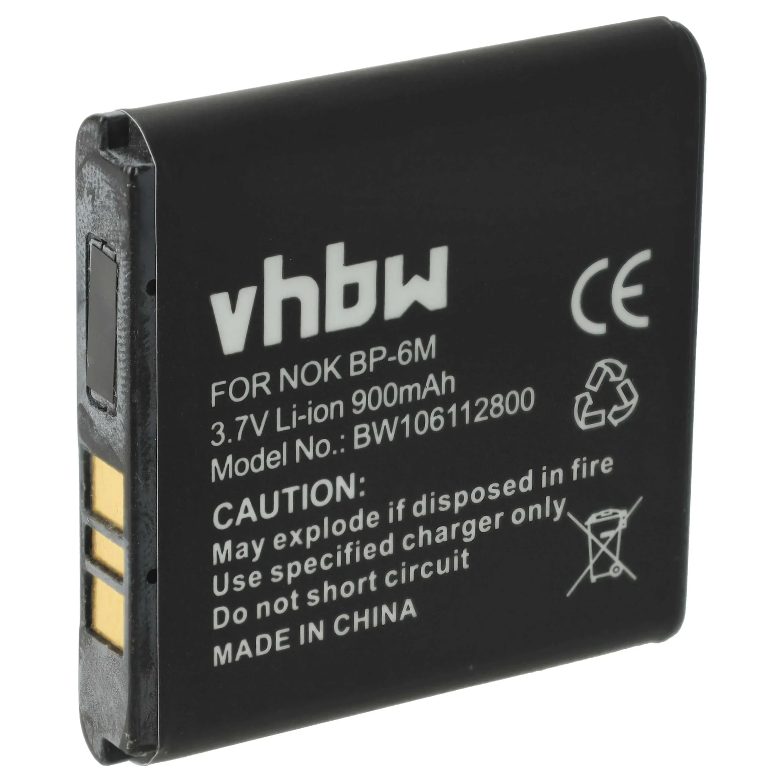 Batterie remplace Nokia BP-6M téléphone portable Nokia - 900mAh 3,7V Li-ion