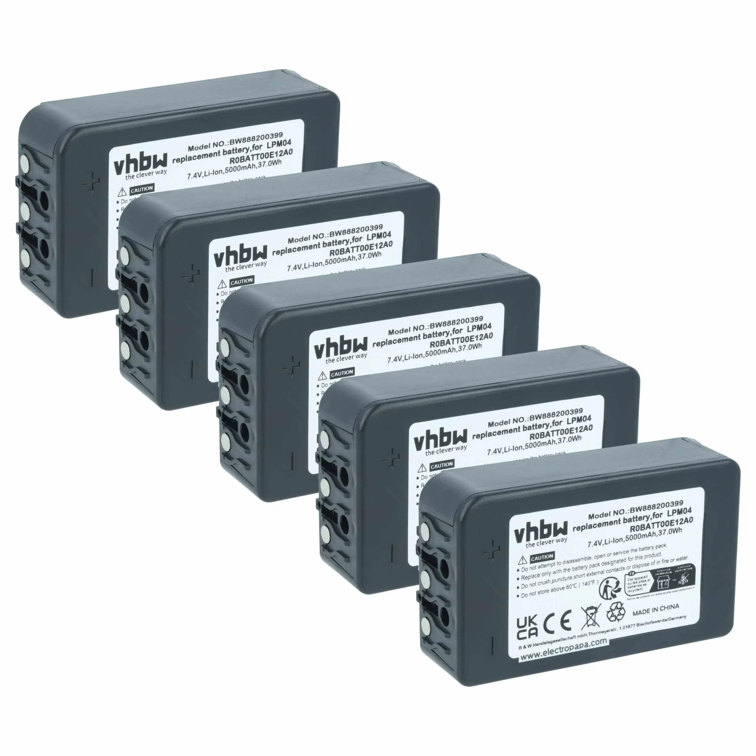 Batterie (5 pièces) remplace Autec R0BATT00E12A0, LPM04 - 5000mAh 7,4V Li-polymère