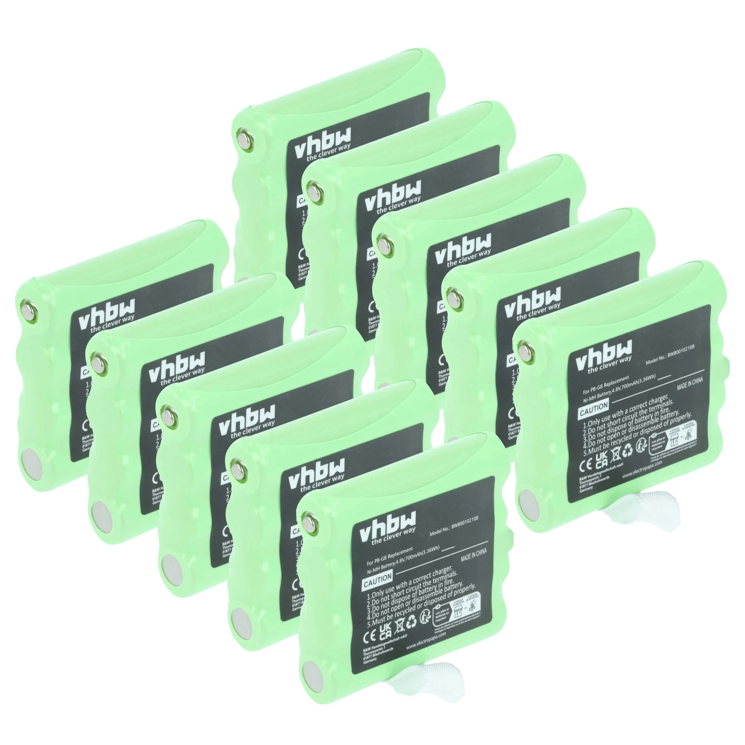 10x Batteries remplace PB-G8 pour radio talkie-walkie Midland- 700mAh 7,4V NiMH