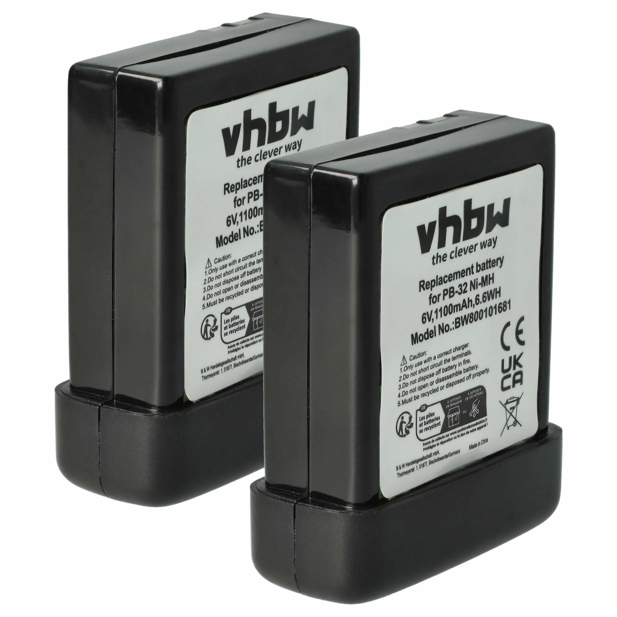 2x Batteries remplace Kenwood PB-32, PB-32H, PB-33, PB-34 pour radio talkie-walkie Kenwood- 1100mAh 6V NiMH
