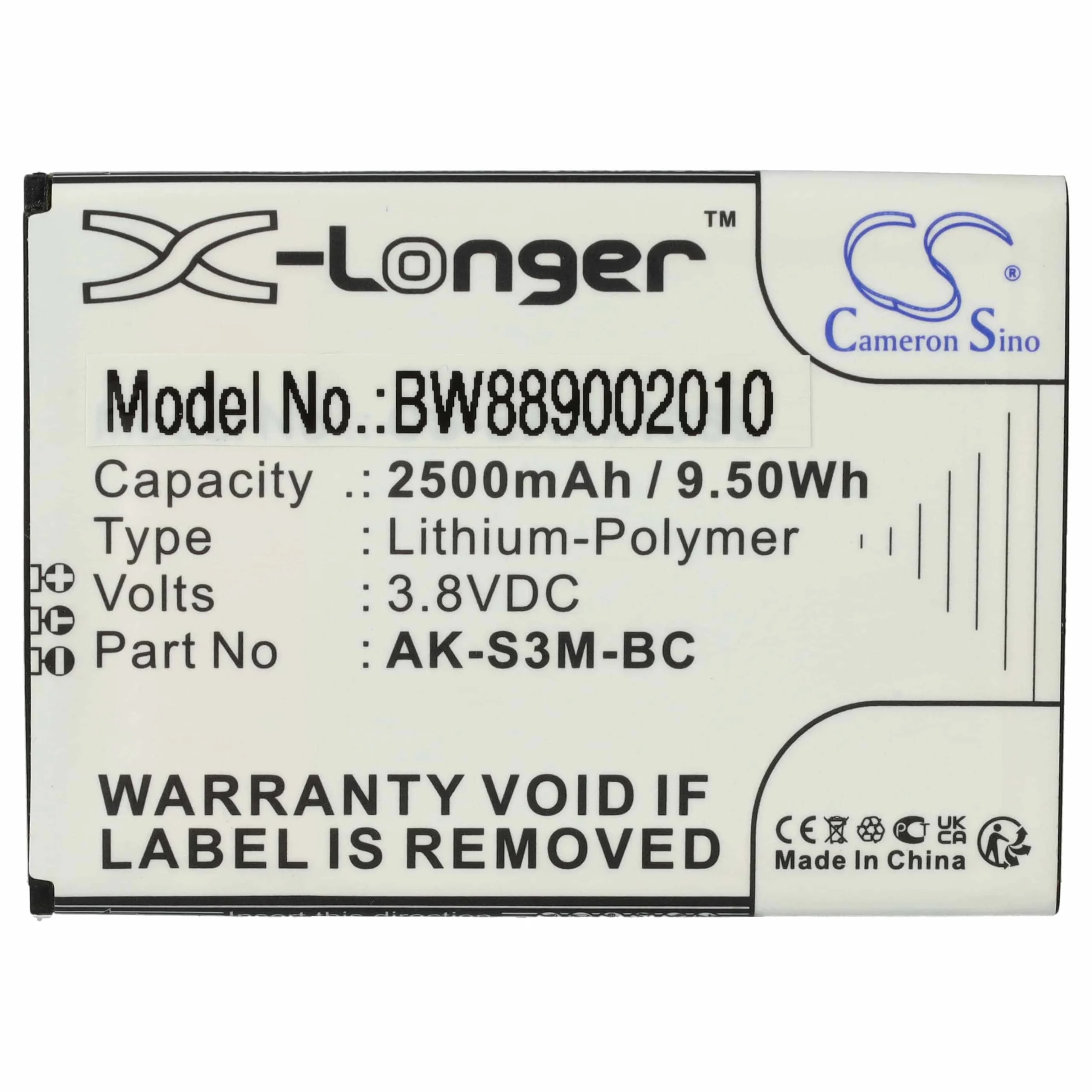 Batterie remplace Emporia AK-S3M-BC téléphone portable senior Emporia - 2500mAh 3,8V Li-polymère