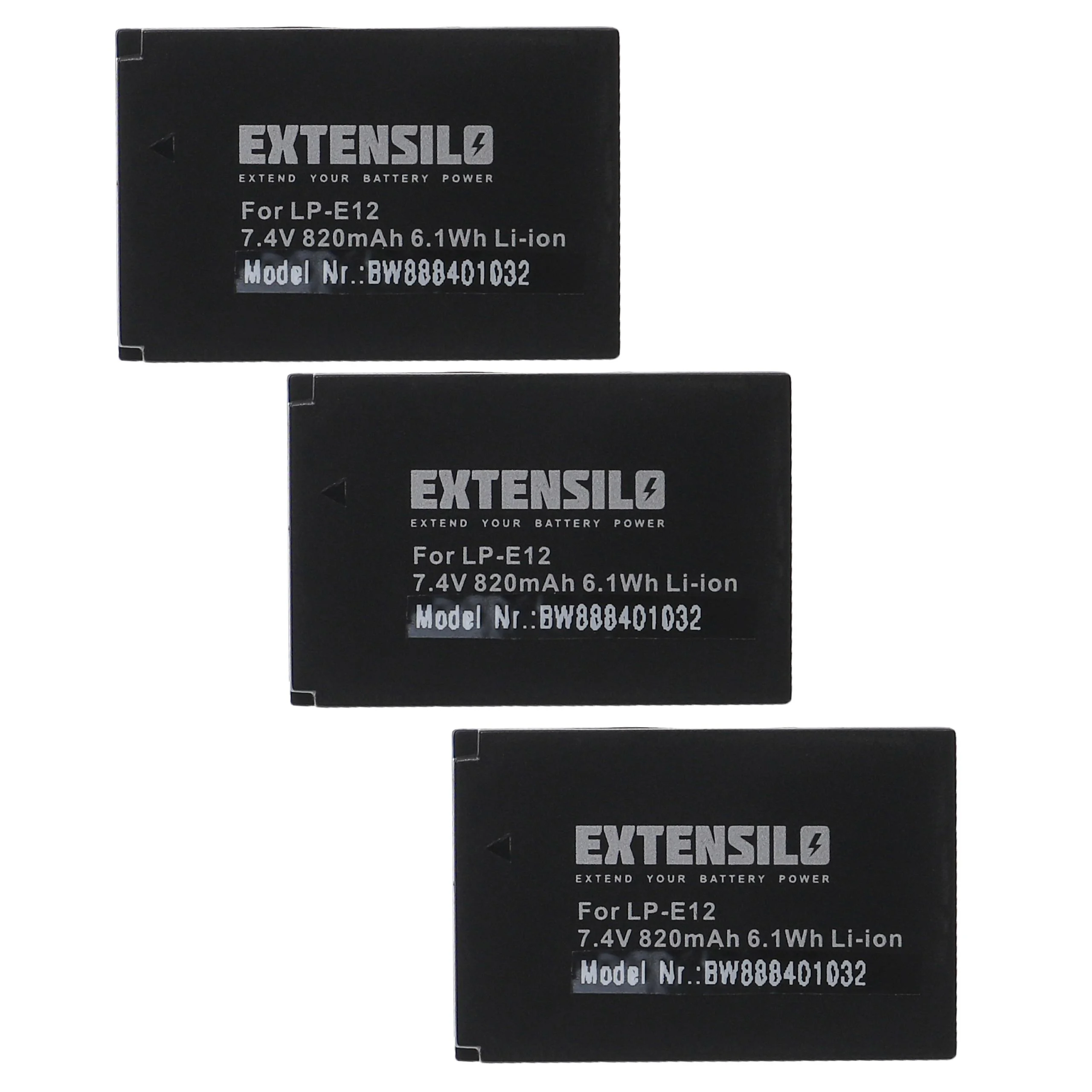3x Batteries remplace Canon LP-E12 pour appareil photo Canon- 820mAh 7,4V Li-ion